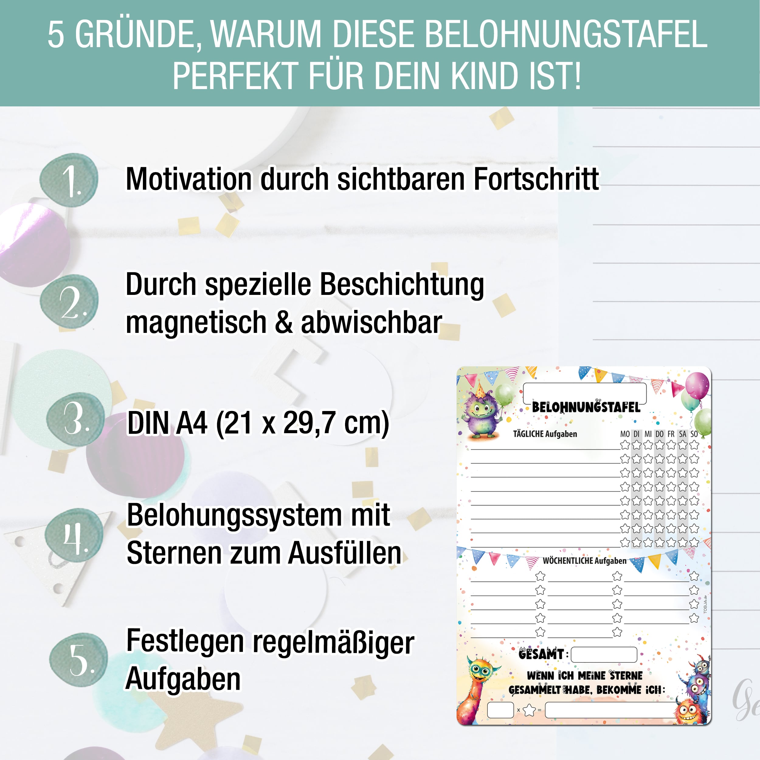 Belohnungstafel A4 magnetisch Monster