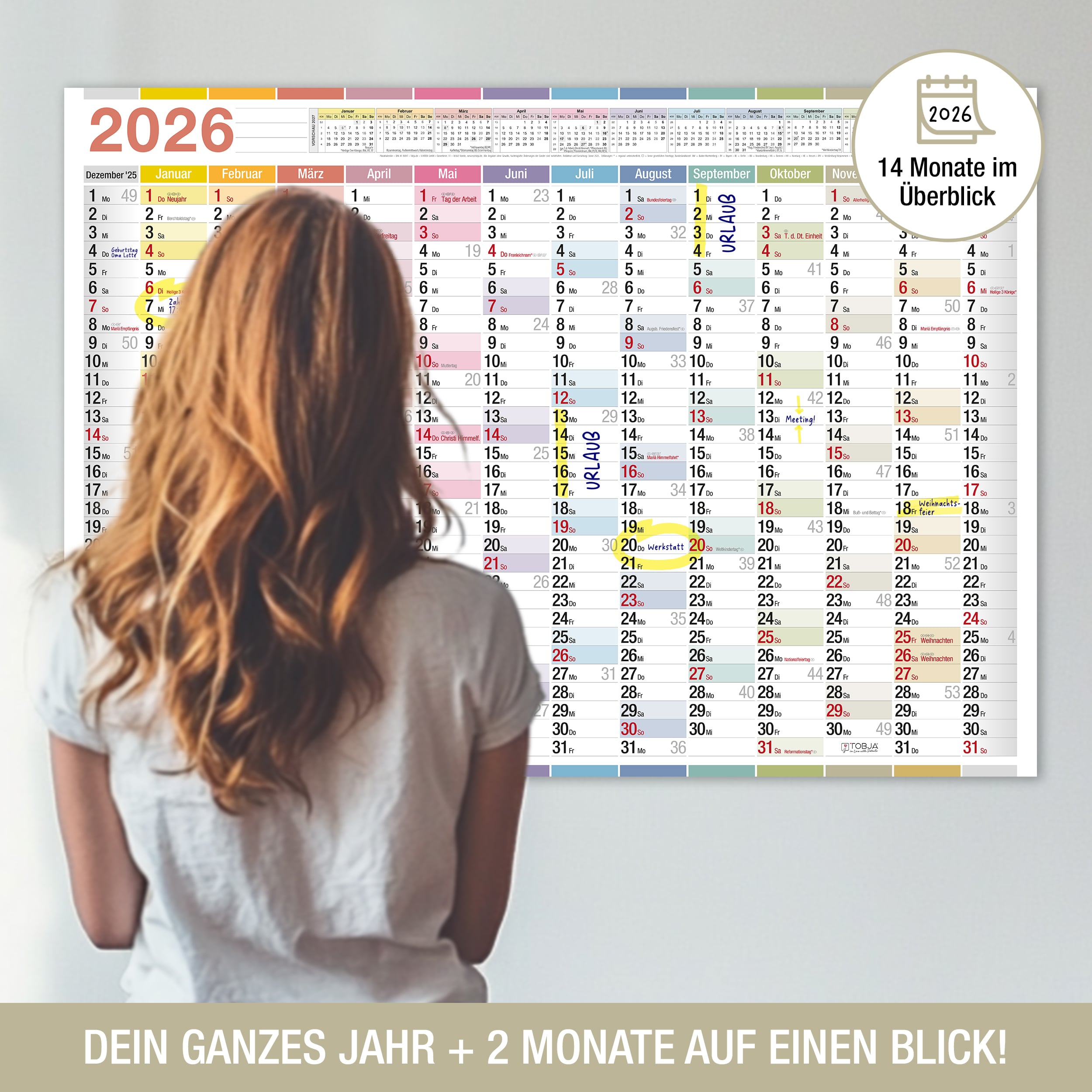 Wandkalender A1 2026 "bunt"