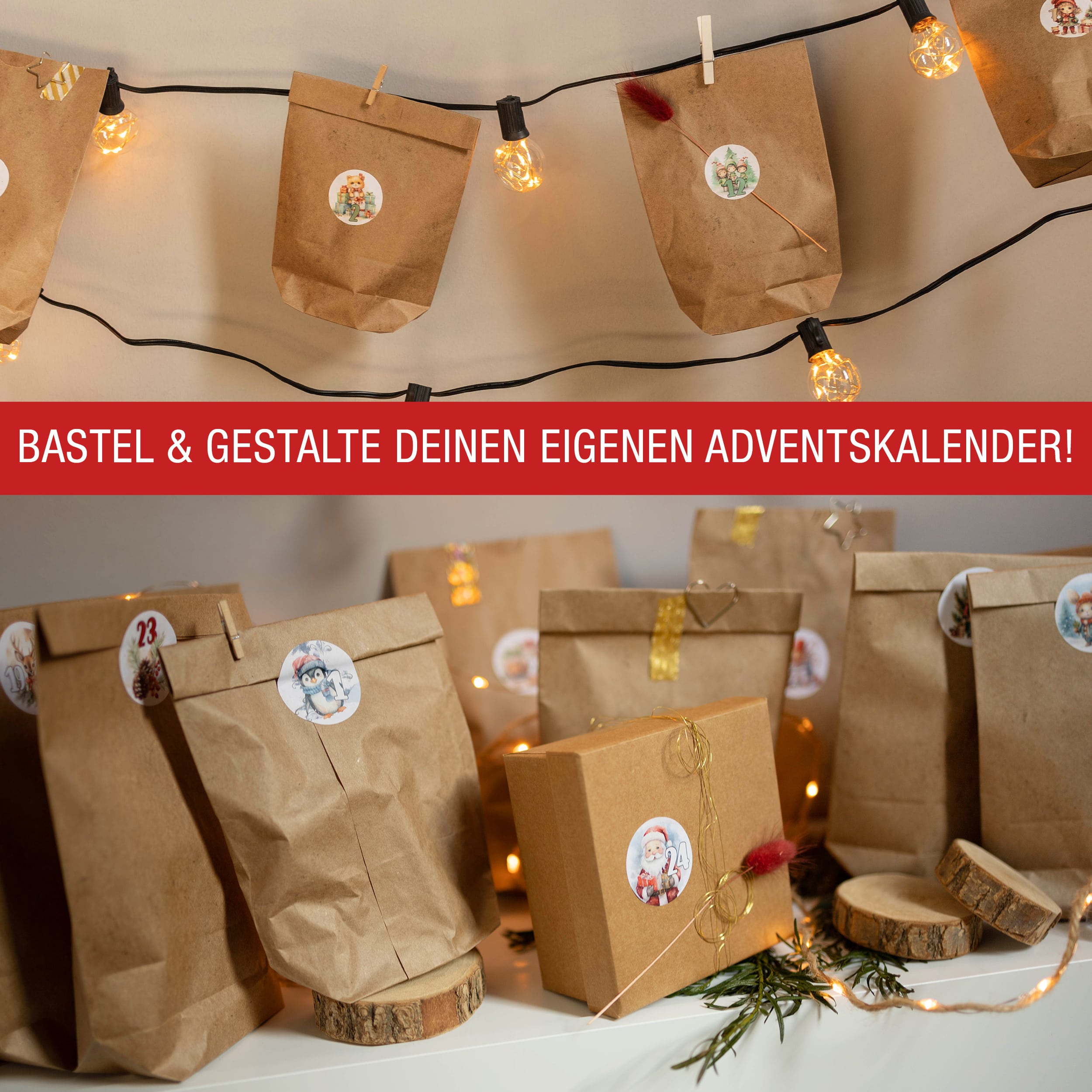 Adventsaufkleber Zahlen 1-24 "bunt"