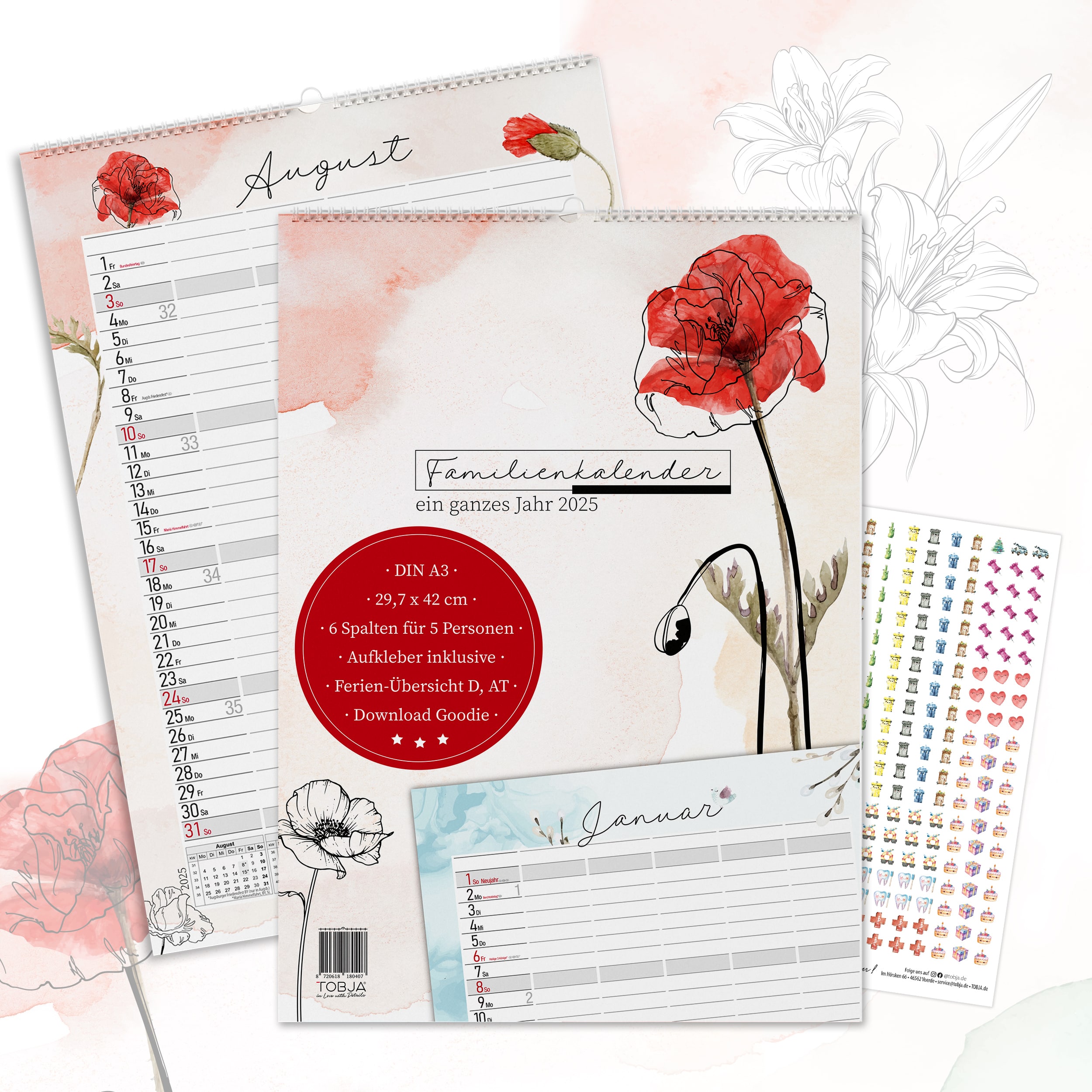 Familienkalender 2025 "Aquarell Line"