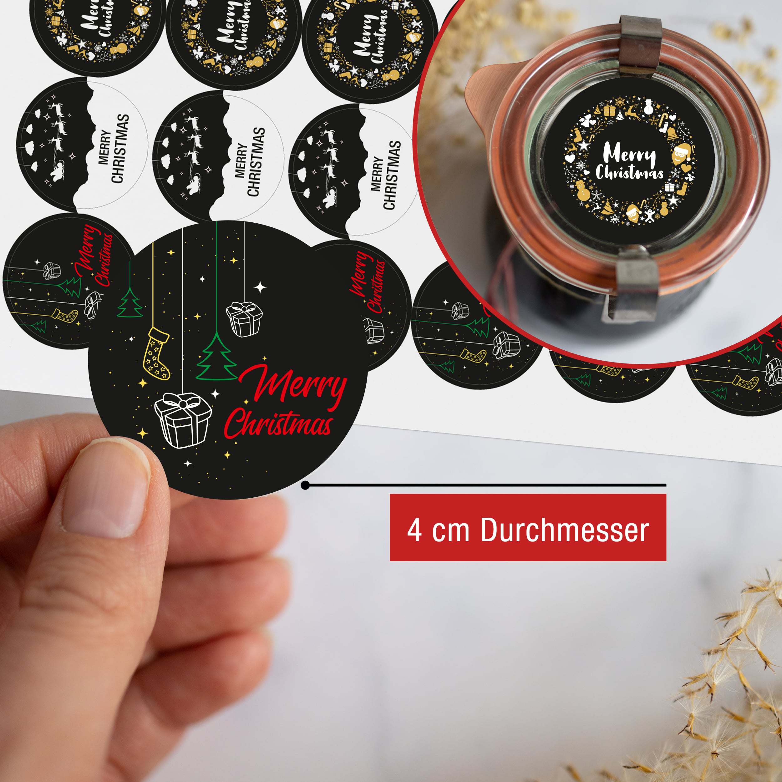 96 Aufkleber "Merry Christmas" black