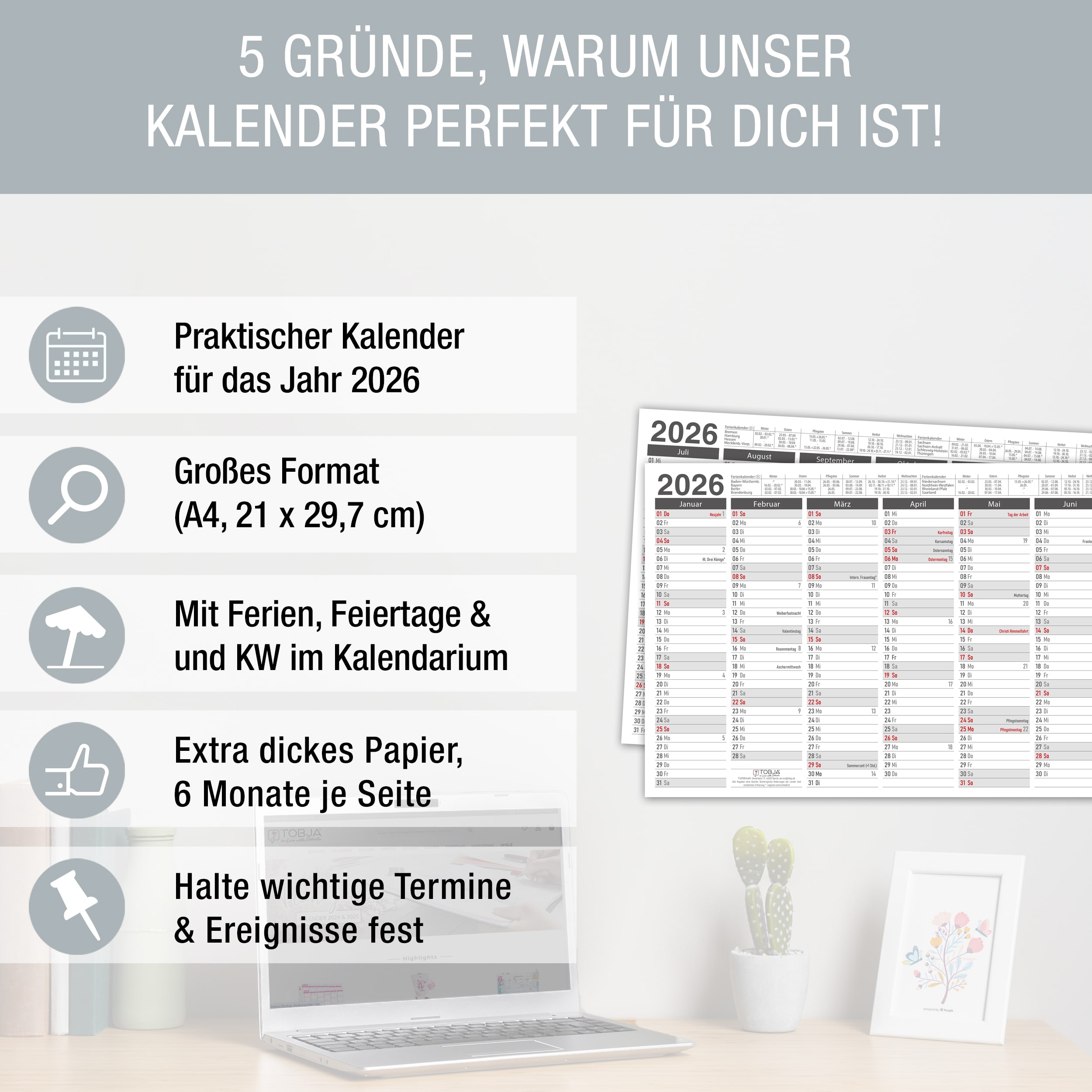 Tafelkalender 2026 "Anthrazit"