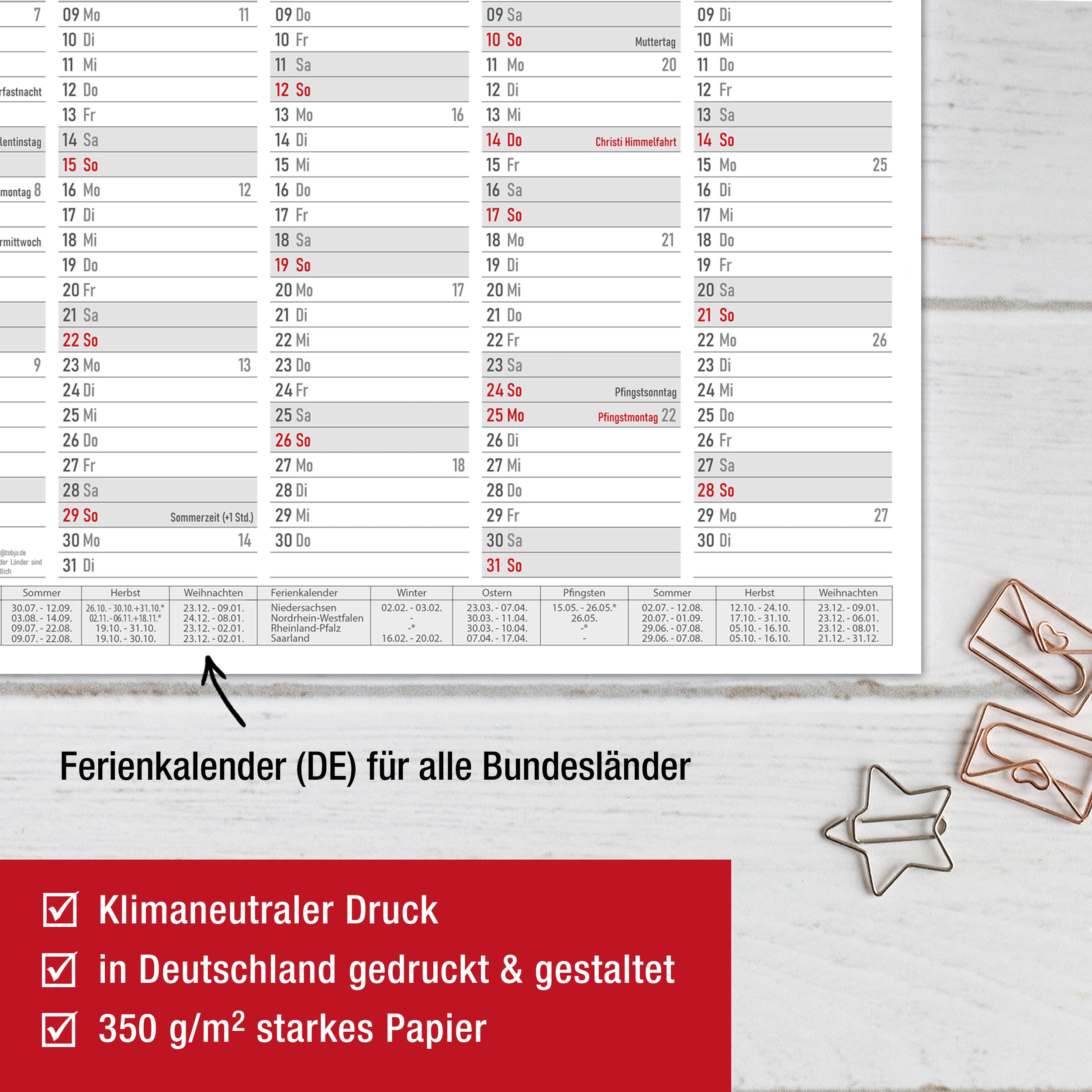 Tafelkalender 2026 "rot" Tafelkalender 2026 "rot"