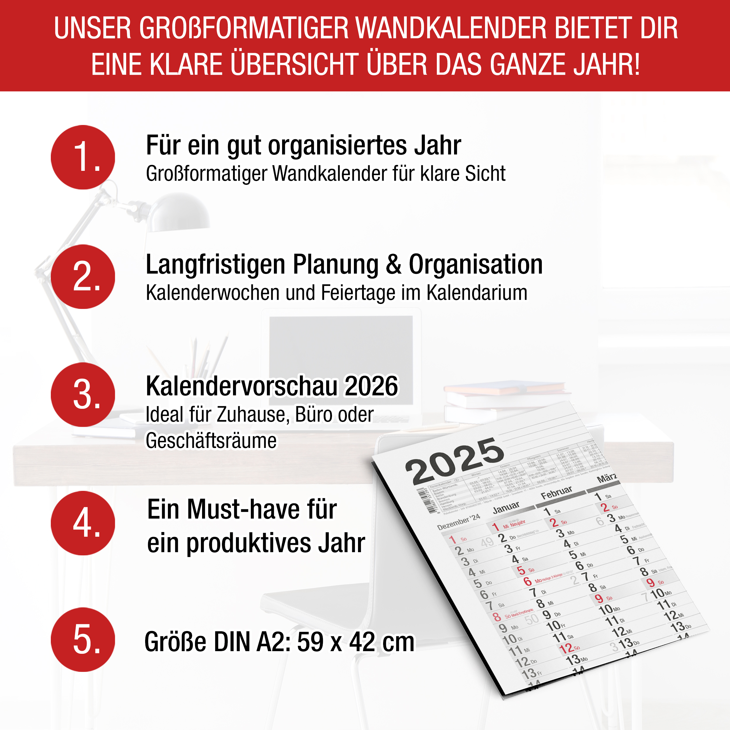 Wandkalender A2 2025