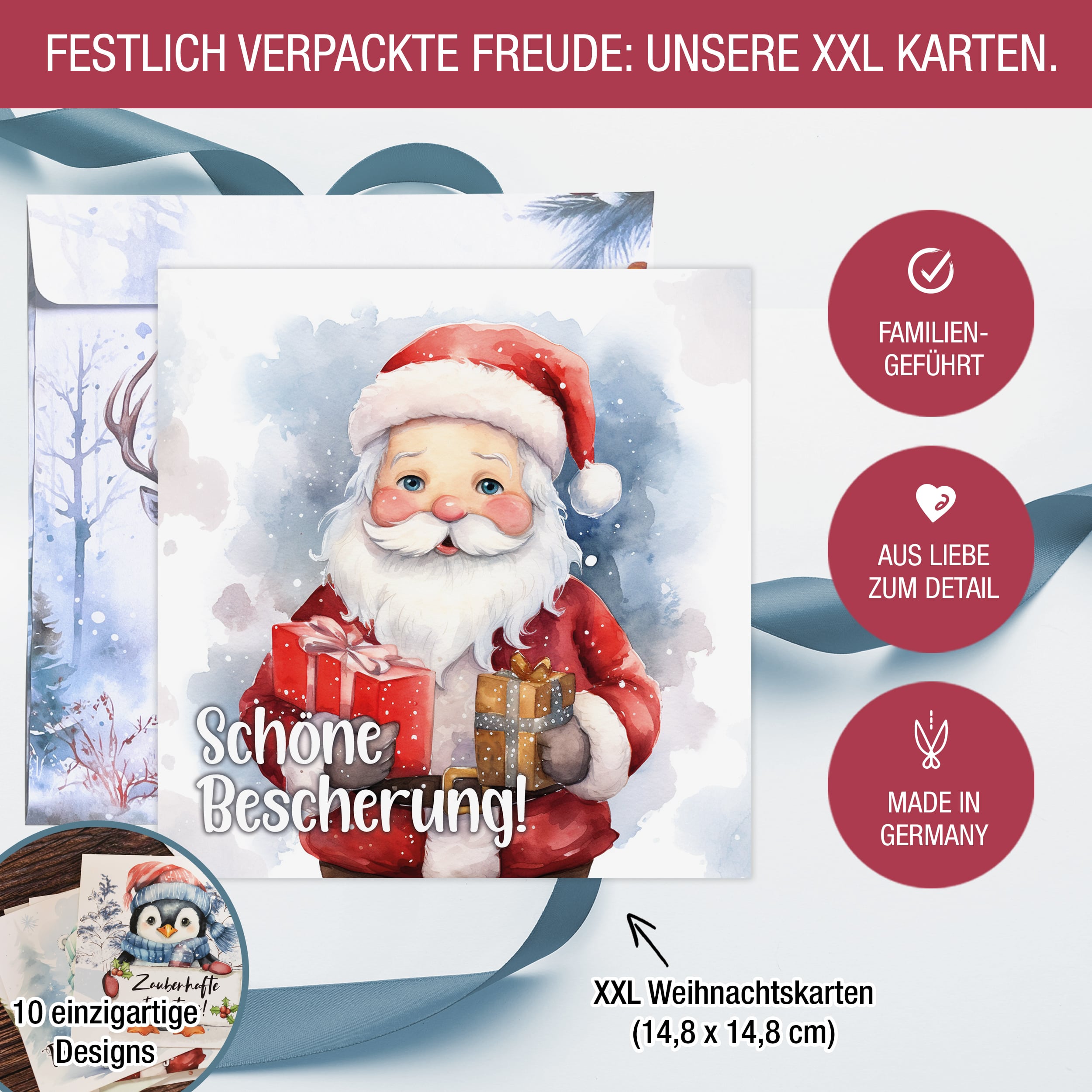 Weihnachtskarten XXL mit Umschlägen