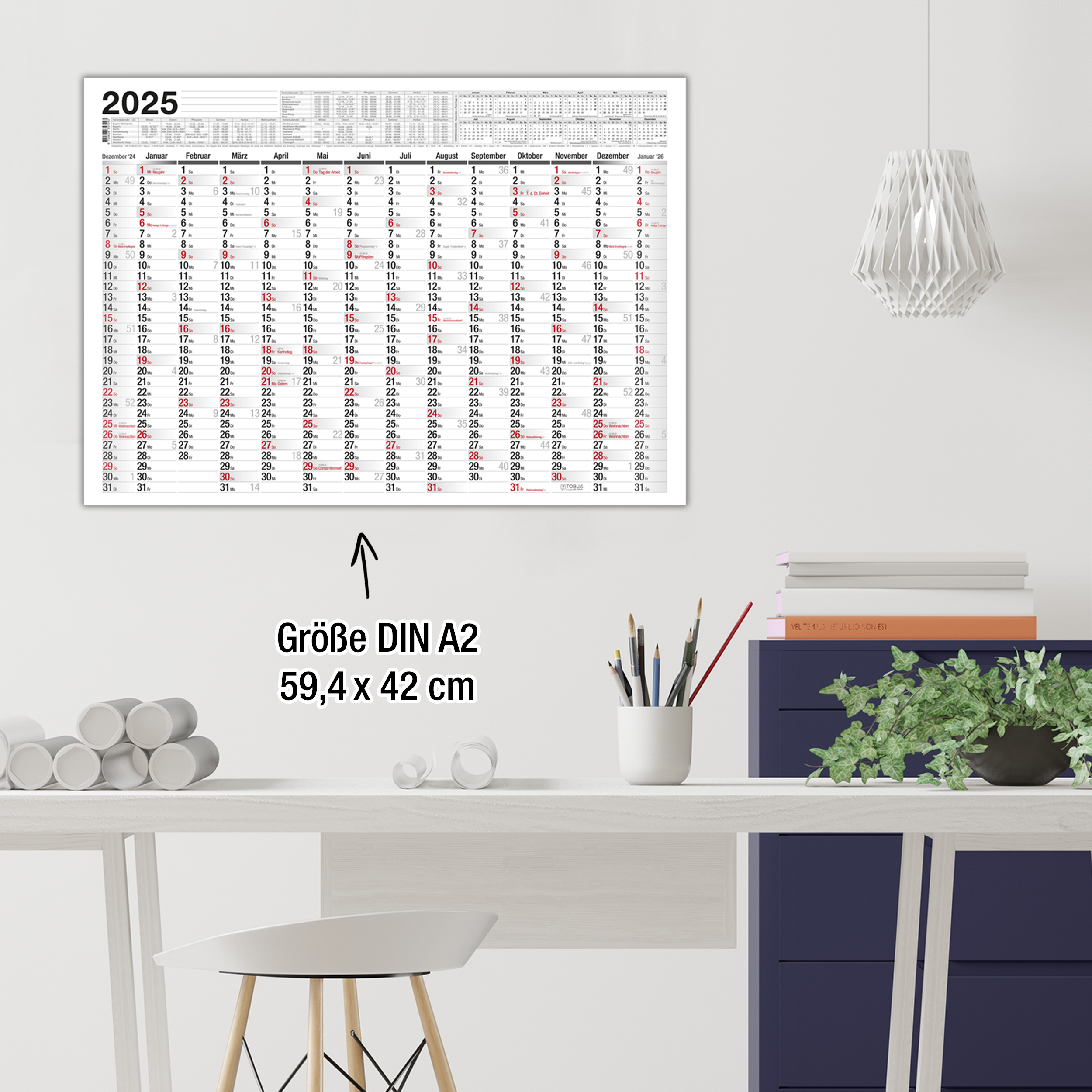Wandkalender A2 2025