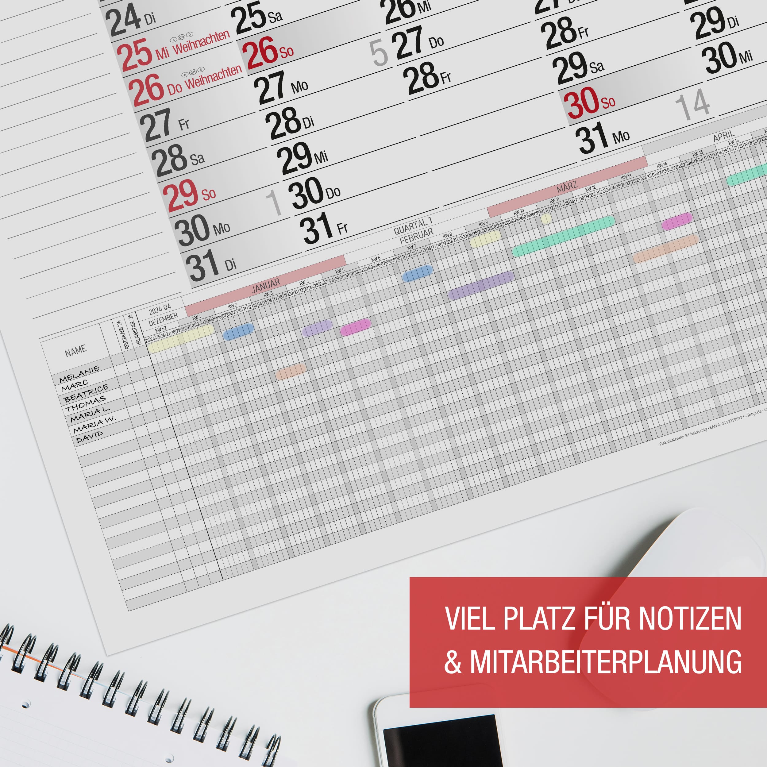 B1 Wandkalender 2026 beidseitig
