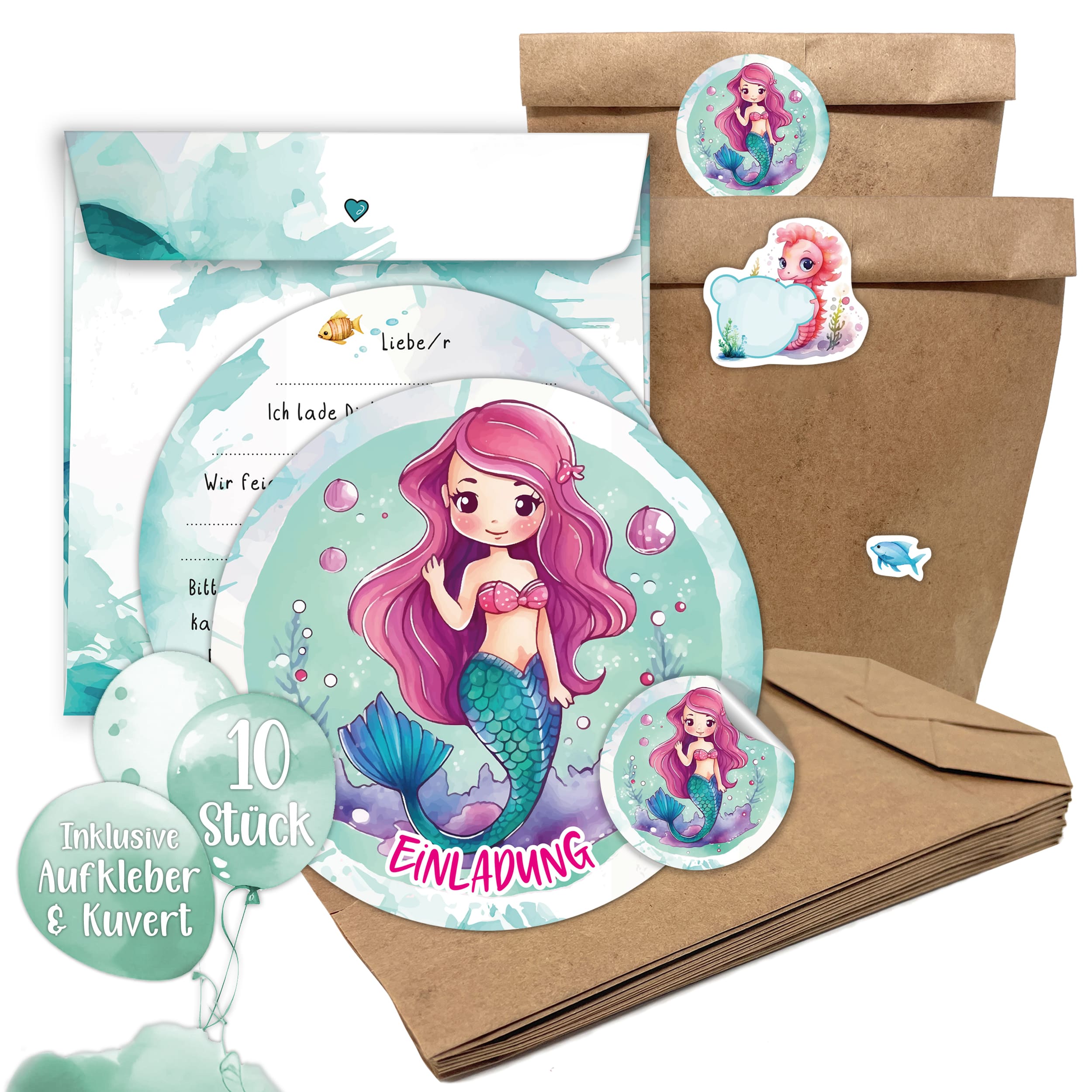Geburtstags-Set Meerjungfrau inkl. Tüten