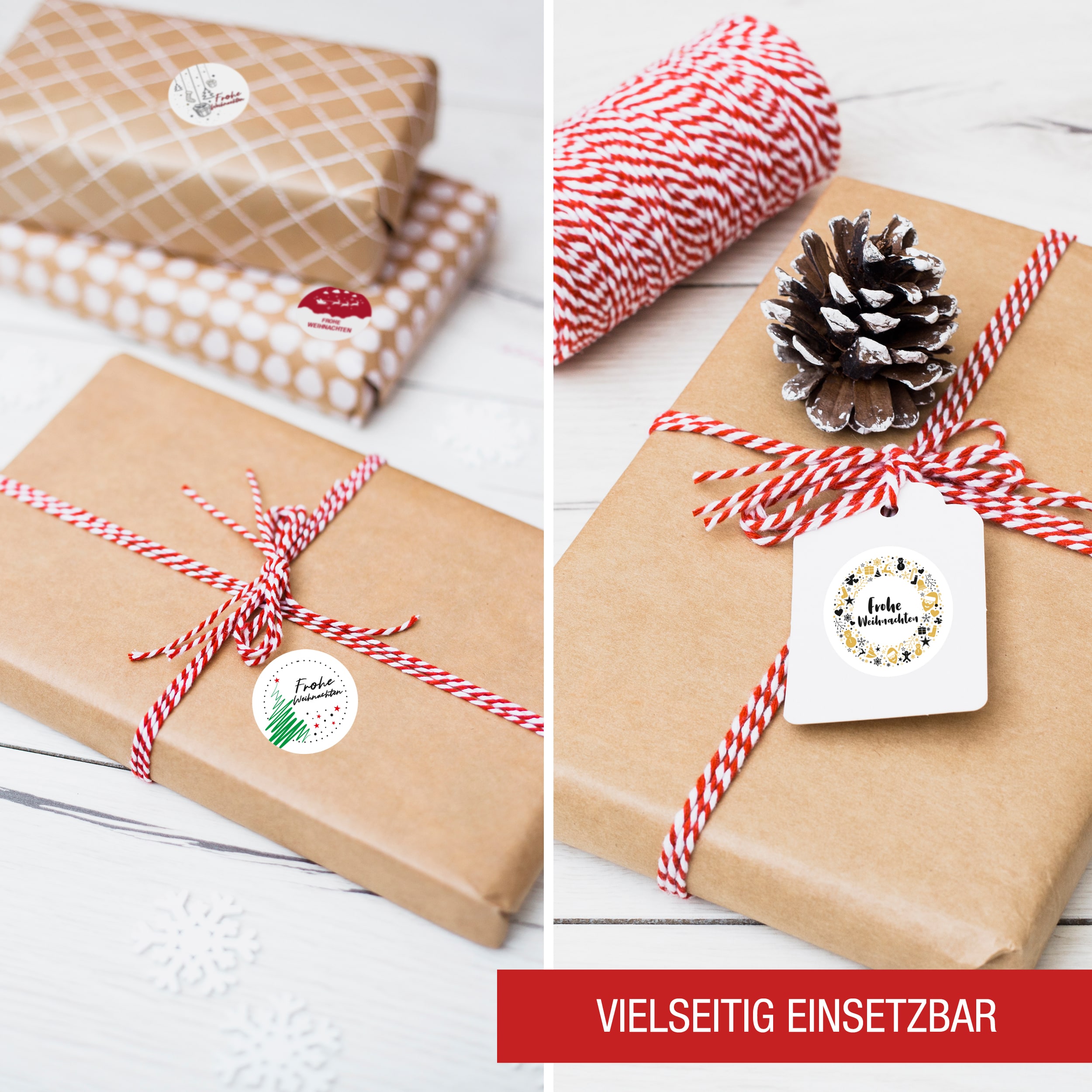 96 Aufkleber "Frohe Weihnachten" weiß