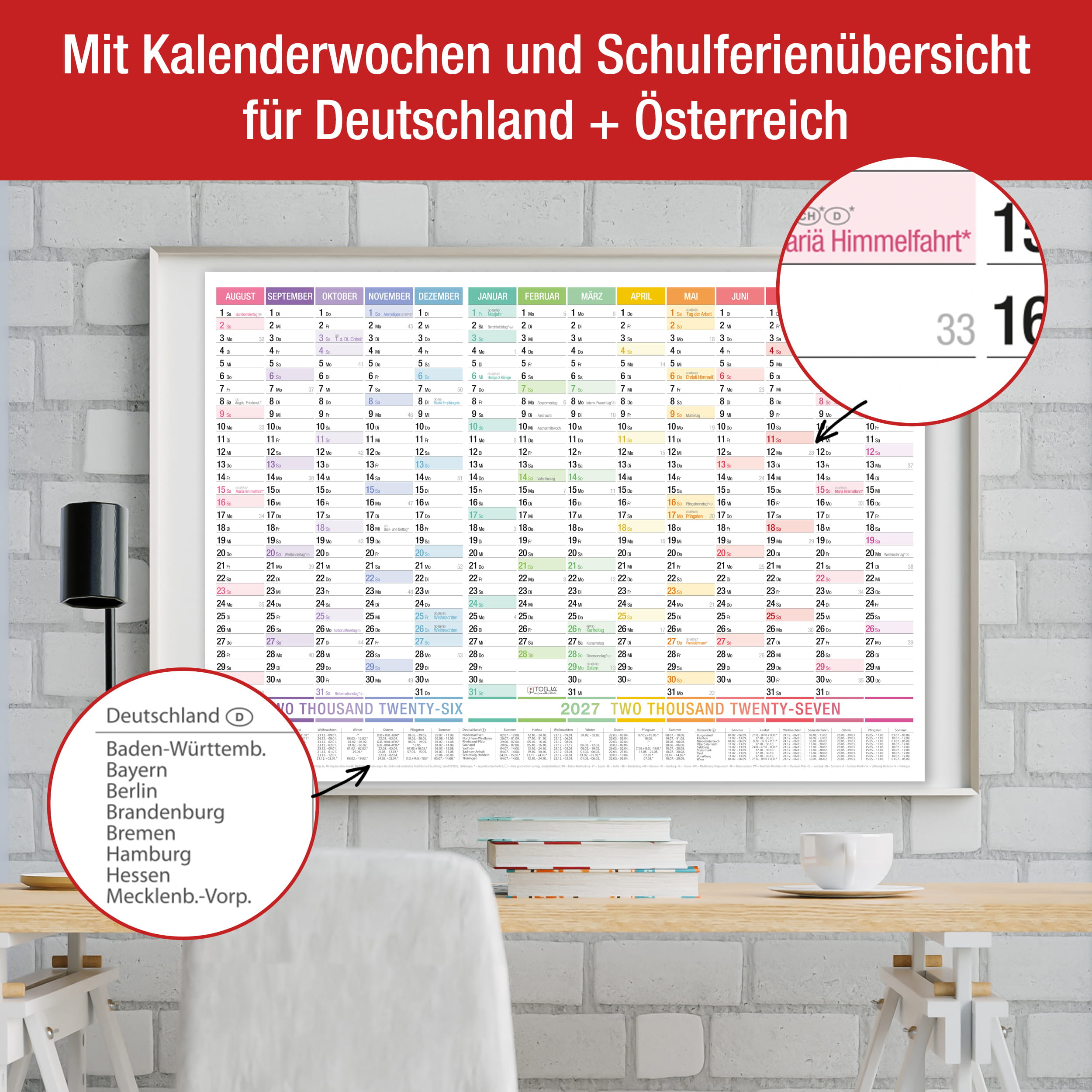 Schuljahreskalender A1 2026/2027 „Colorline"