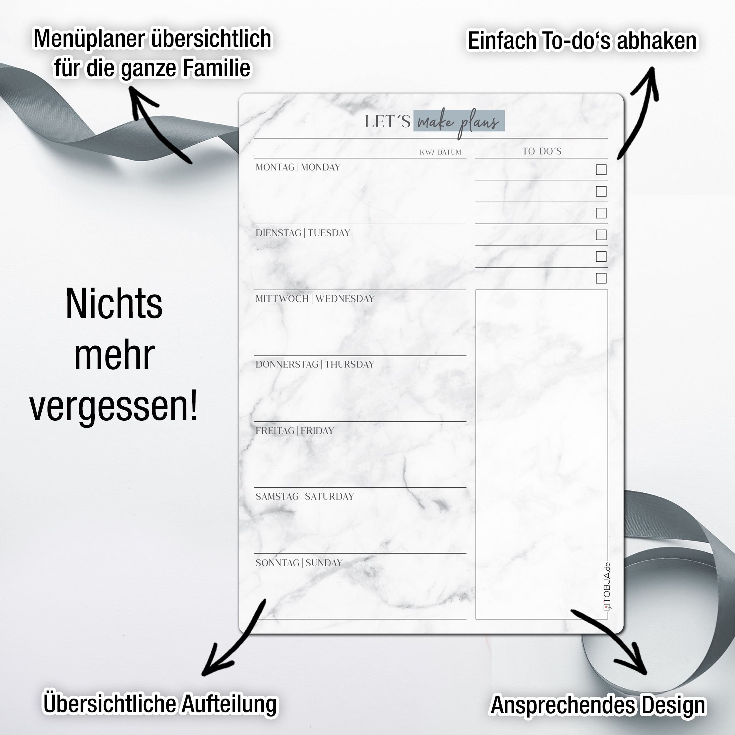 Magnet-Menüplaner inkl. 4 Stifte