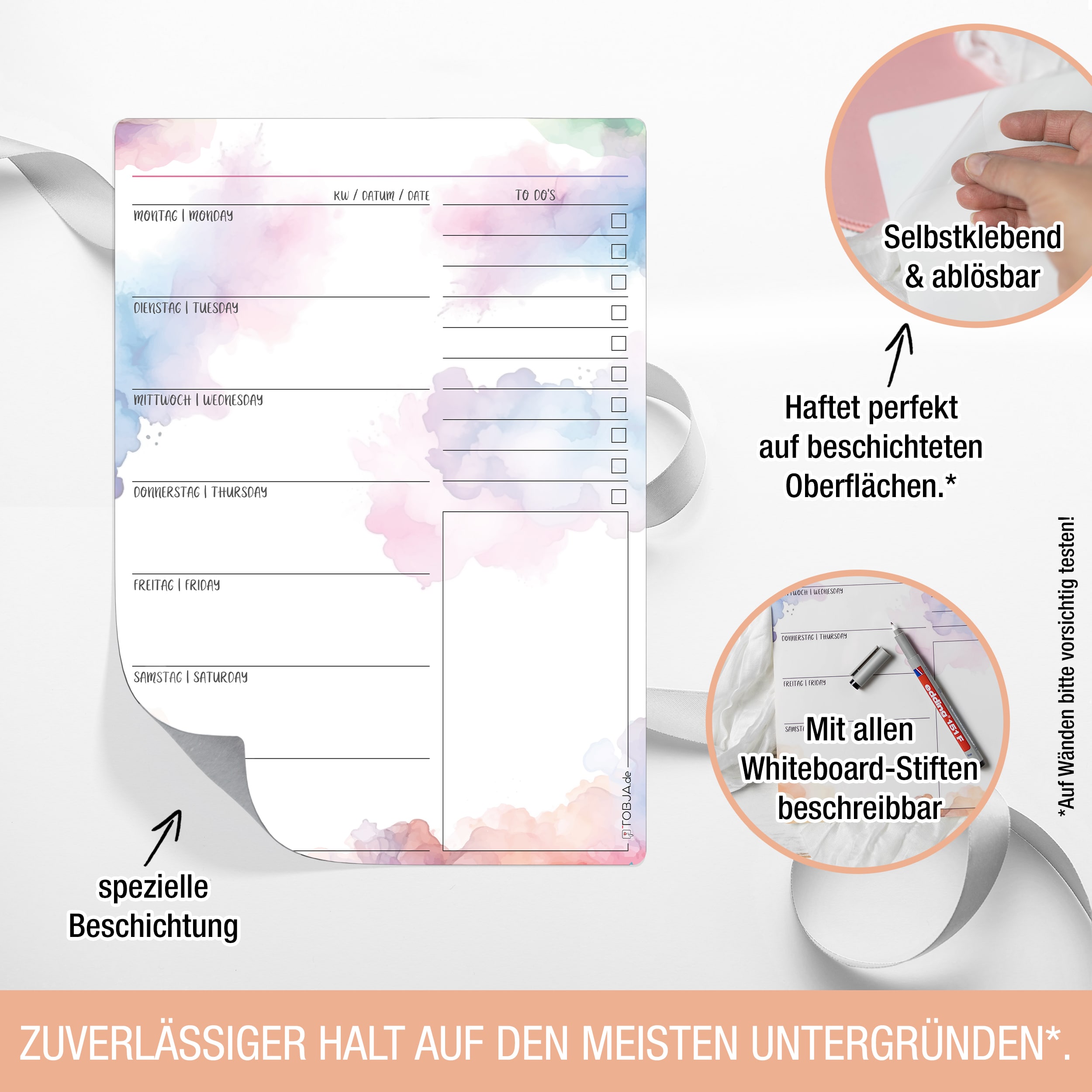 Aquarell Essensplaner - klebt überall, nass abwischbar!