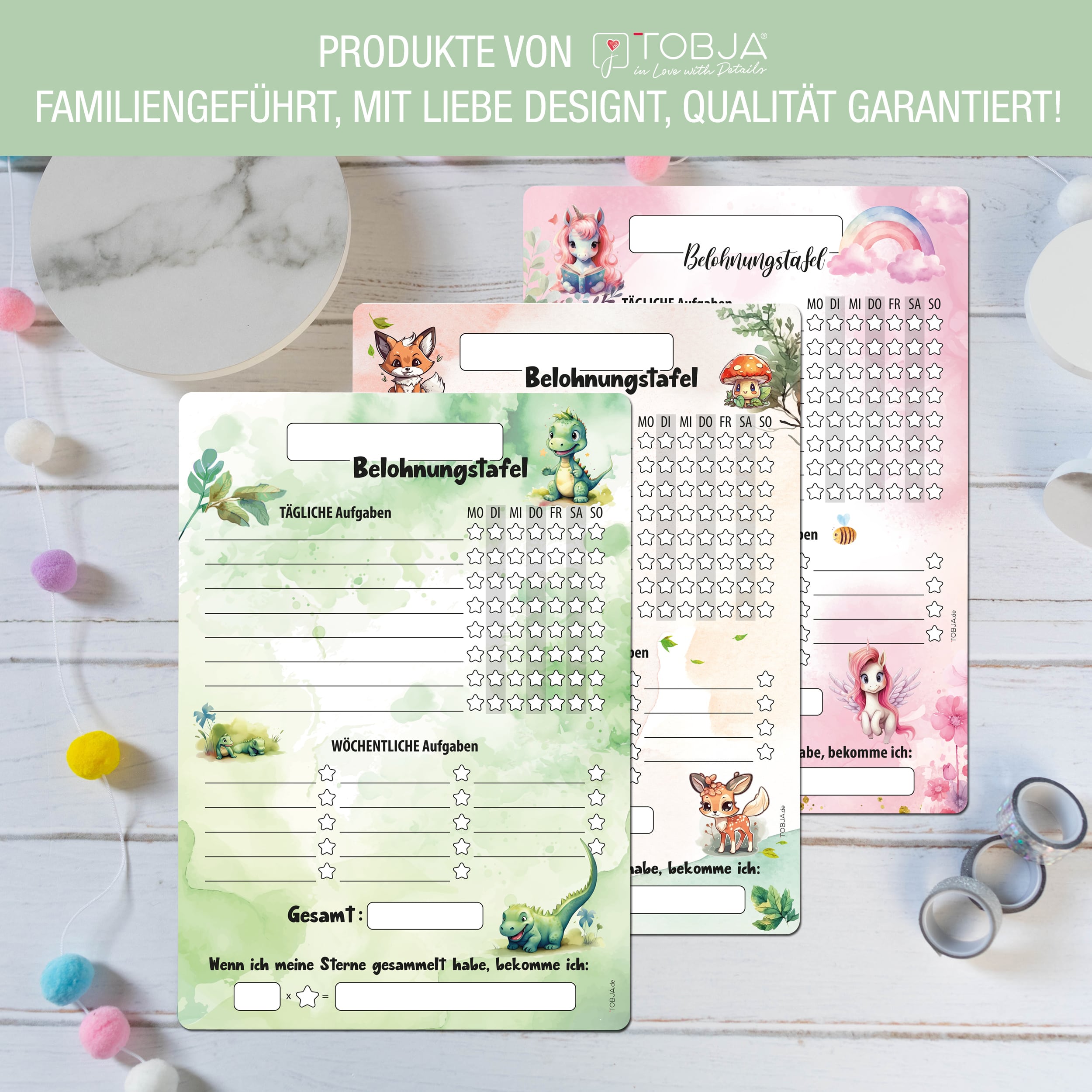 Belohnungstafel A4 magnetisch Dino + 4 Markenstifte