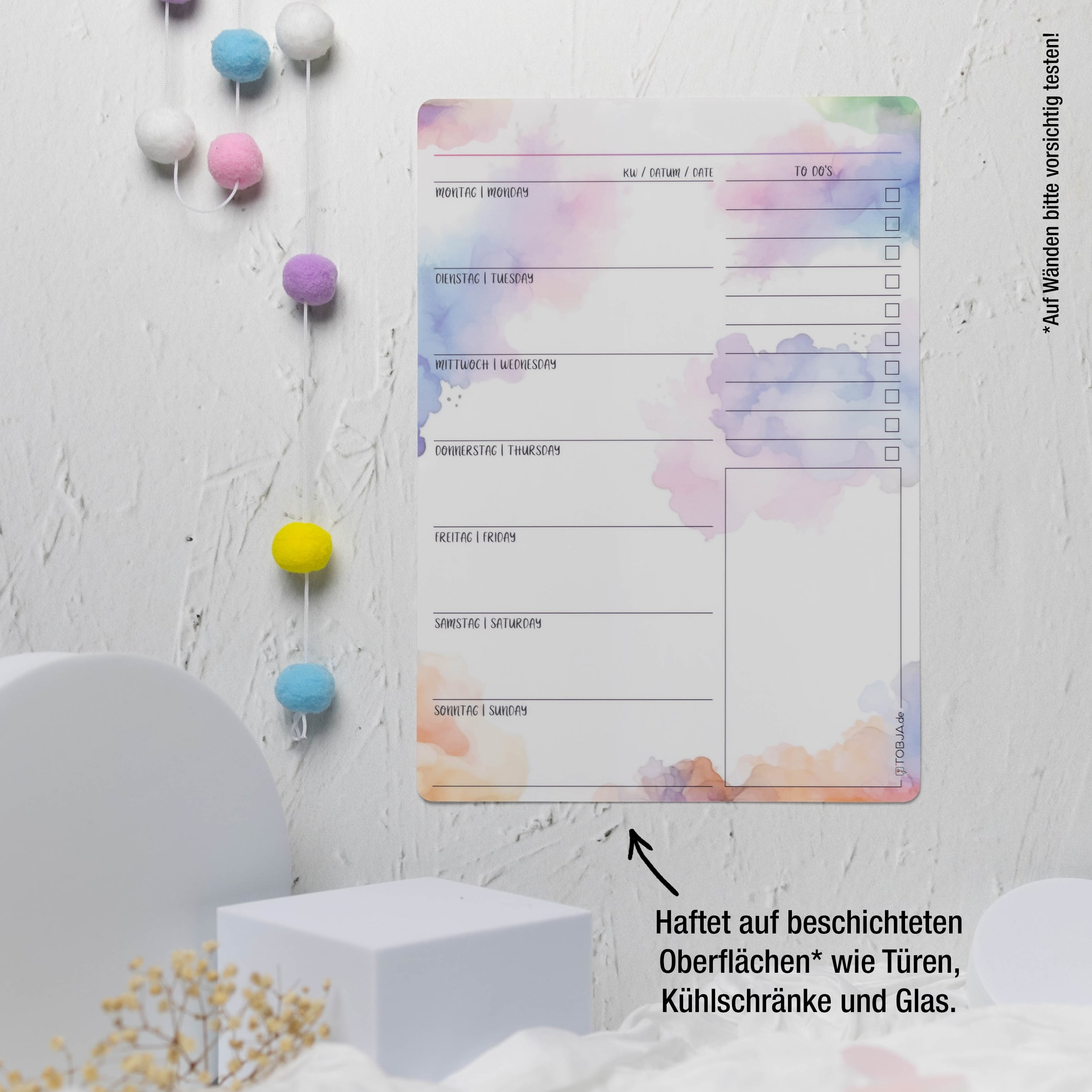 Aquarell Essensplaner - klebt überall, nass abwischbar!