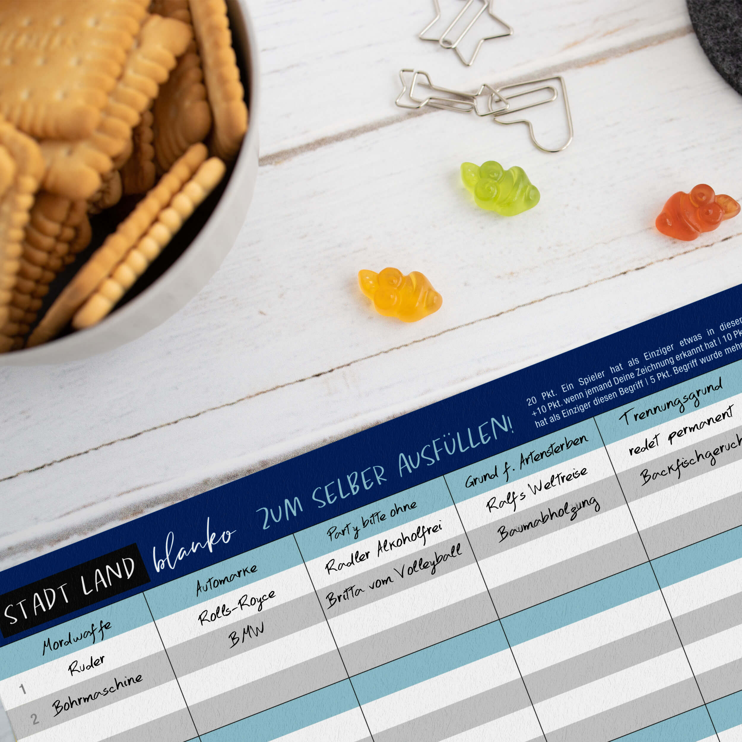 Stadt Land Fluss Blanko Spielblock