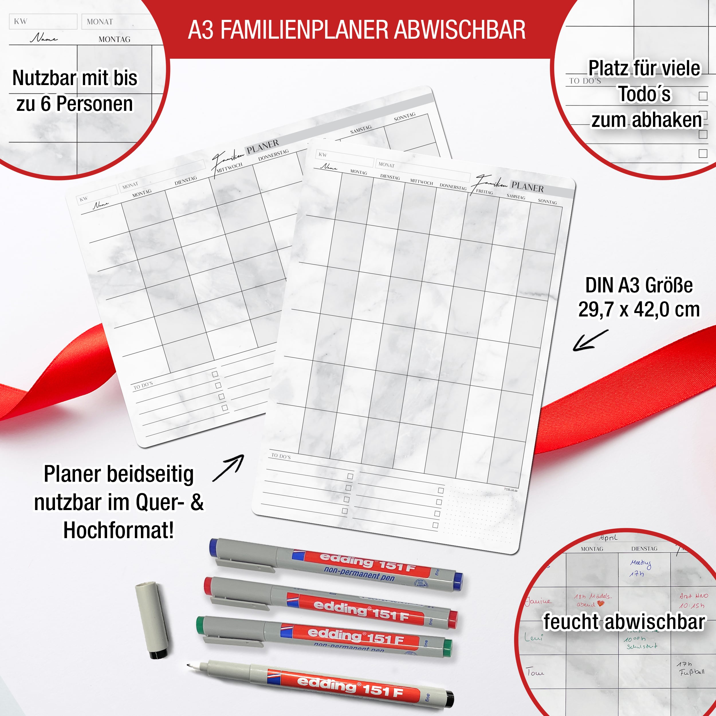 Familienplaner A3 inkl. 4 Stifte