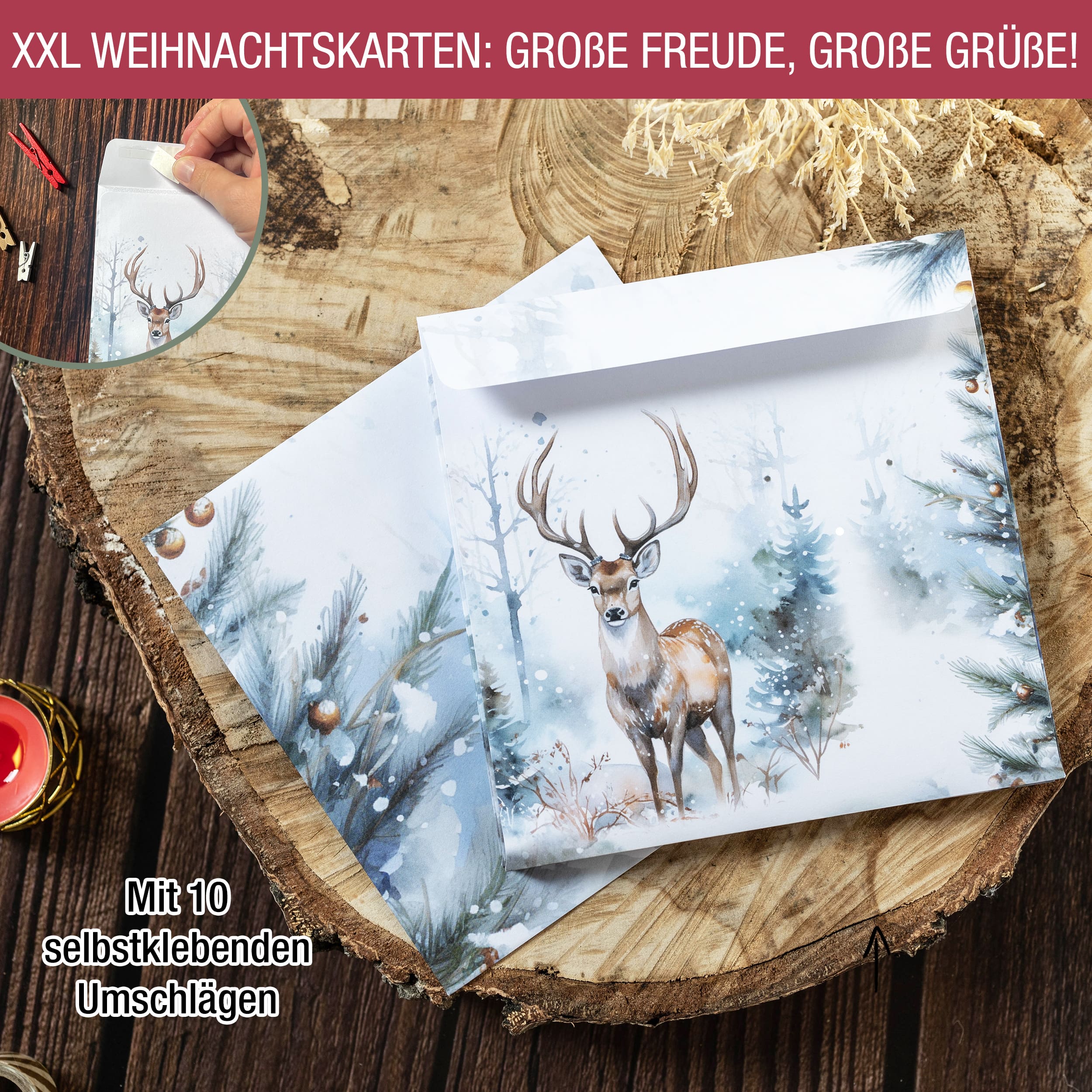 Weihnachtskarten XXL mit Umschlägen