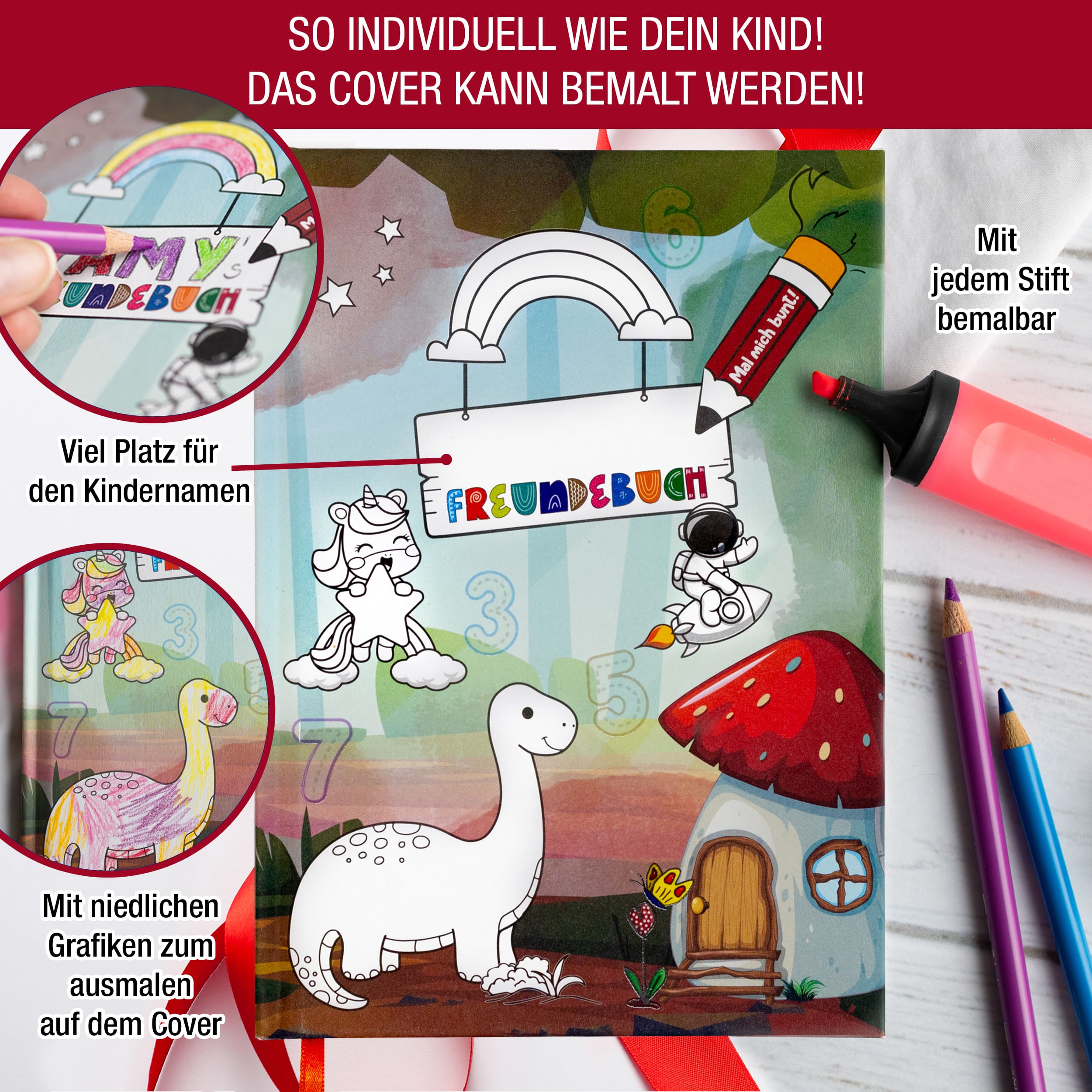 Freundebuch mit Personalisierter Stofftasche