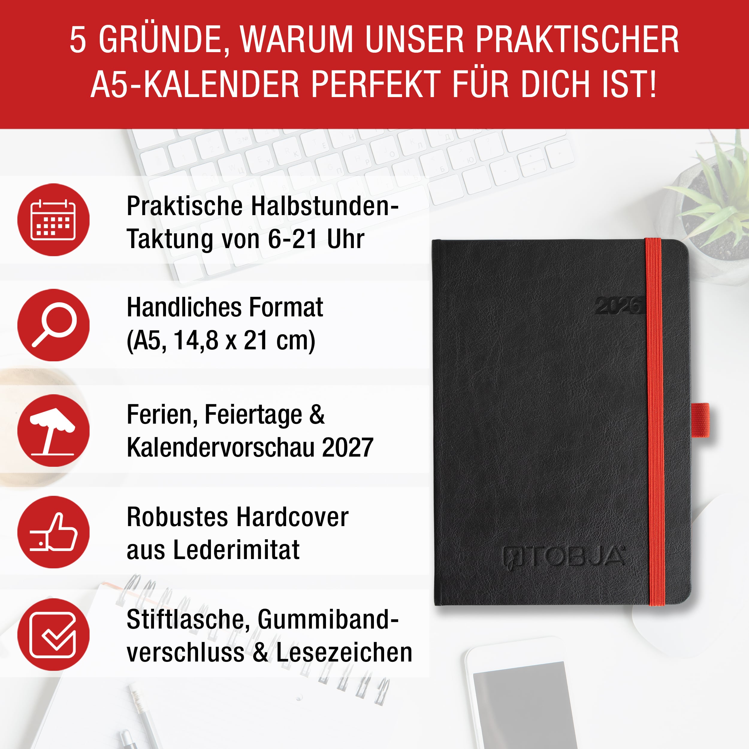 Buchkalender 2026 A5 "Black Business" Buchkalender 2026 A5 "Black Business"