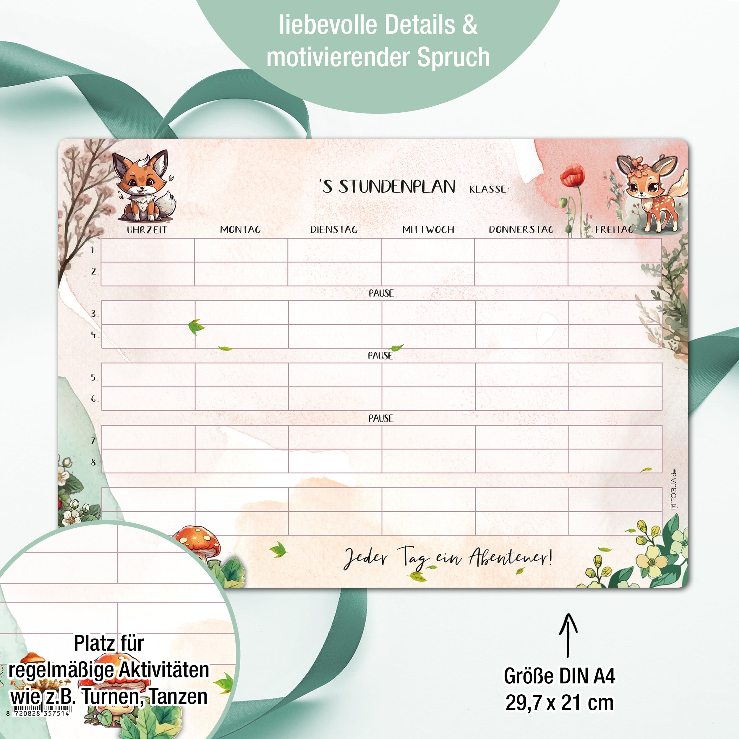 Stundenplan Waldtiere magnetisch