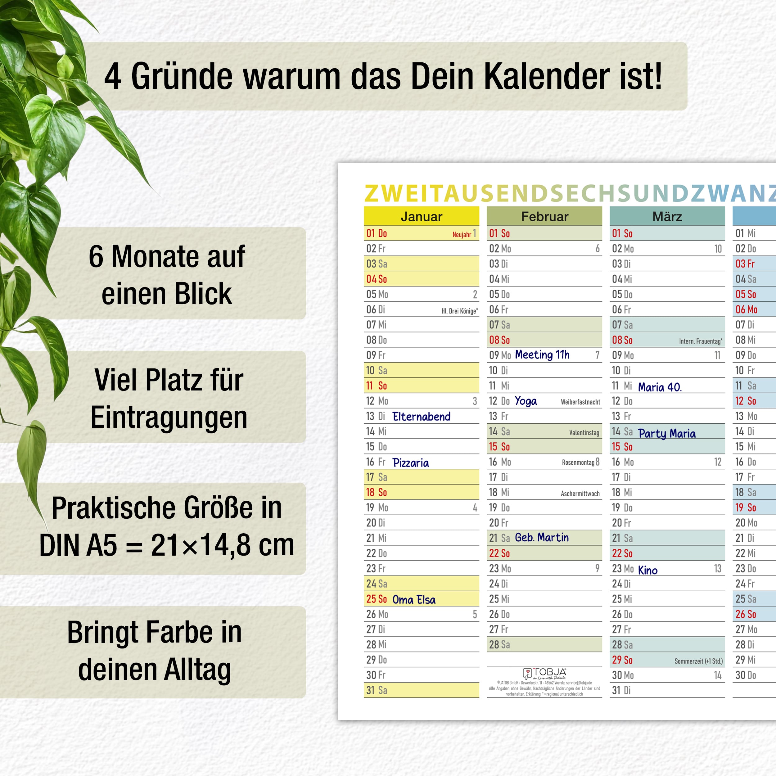 A5 Tafelkalender 2026 "bunt"