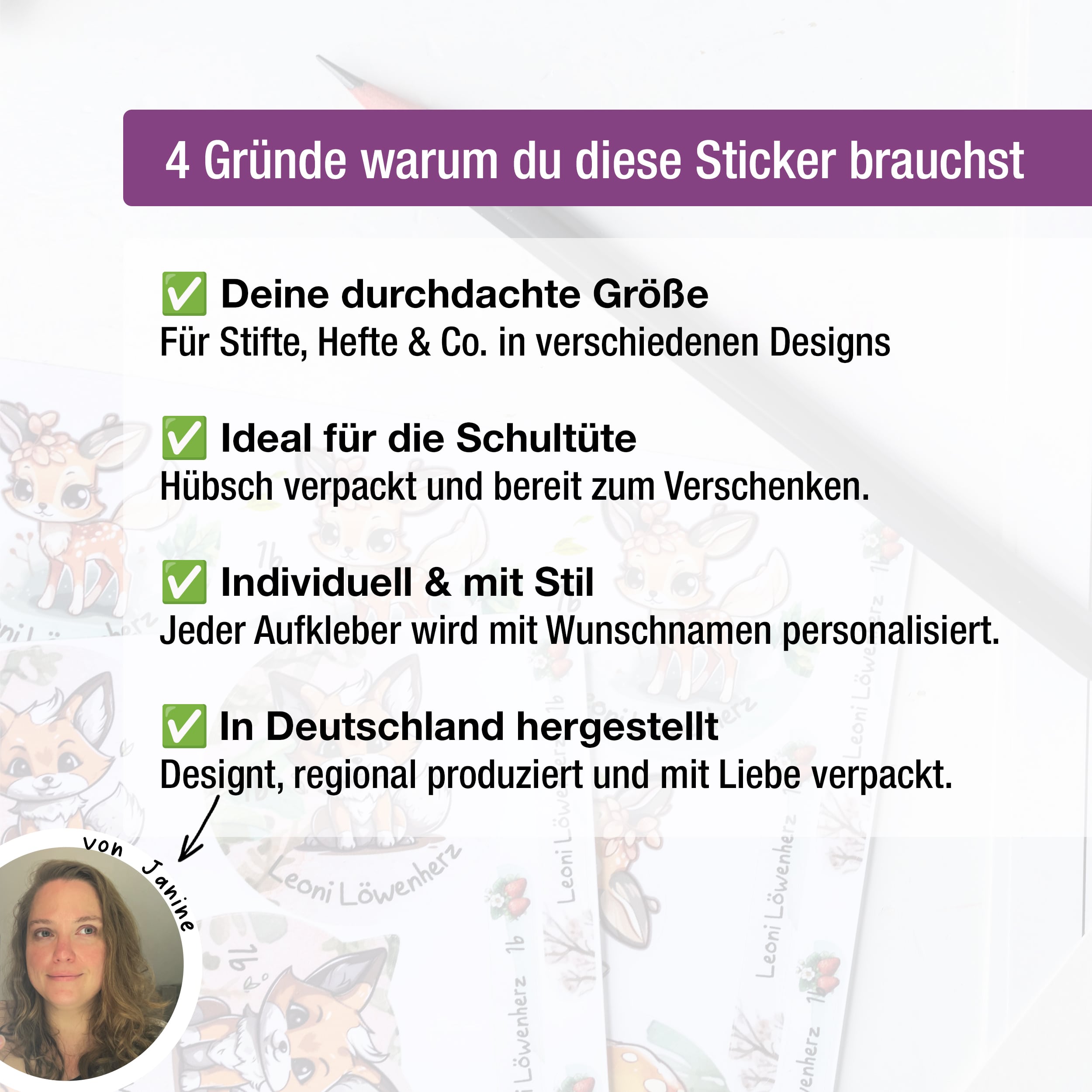 Namensaufkleber für Stifte, personalisiert Pferd