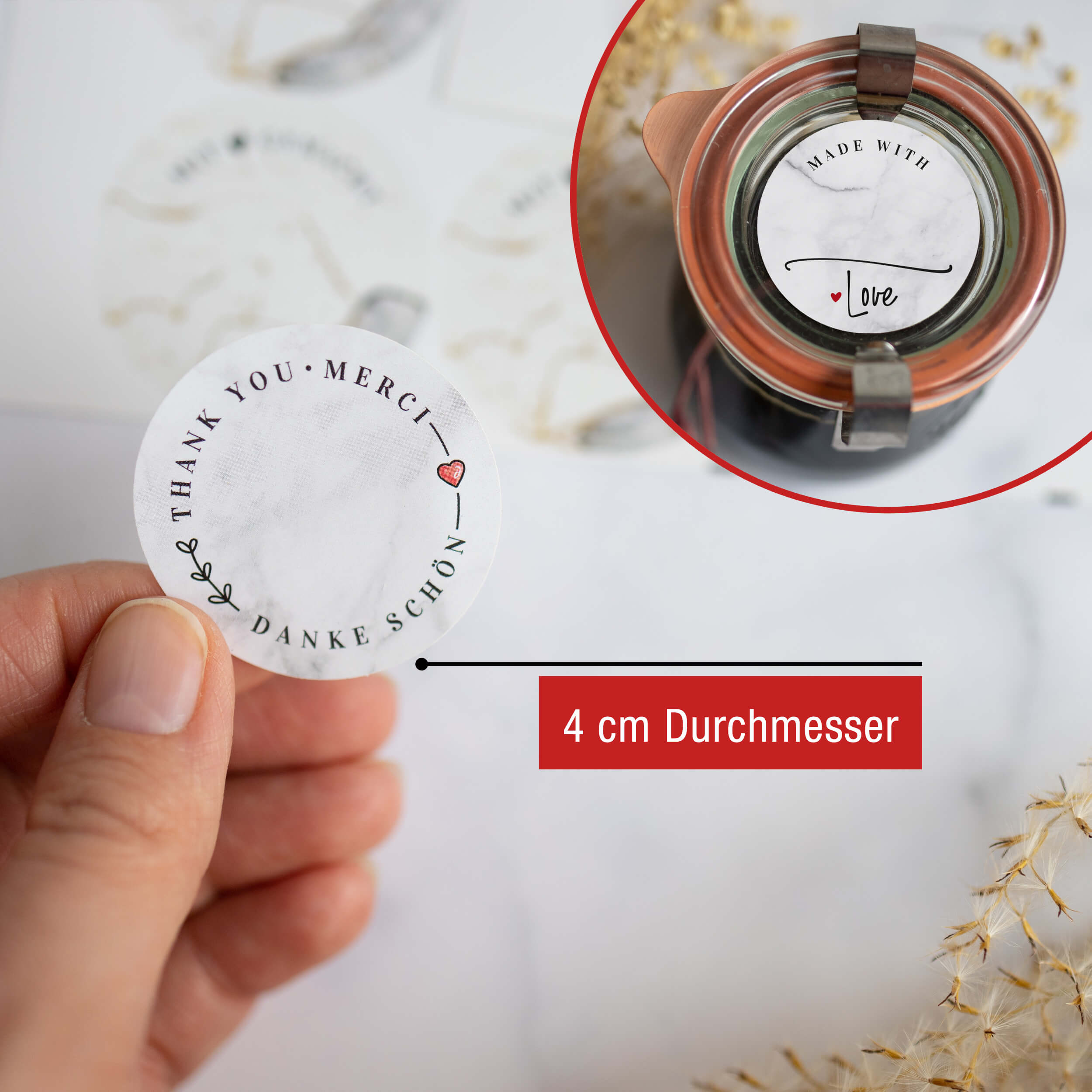 Sticker 4er-Set Bögen "Marmor Design"