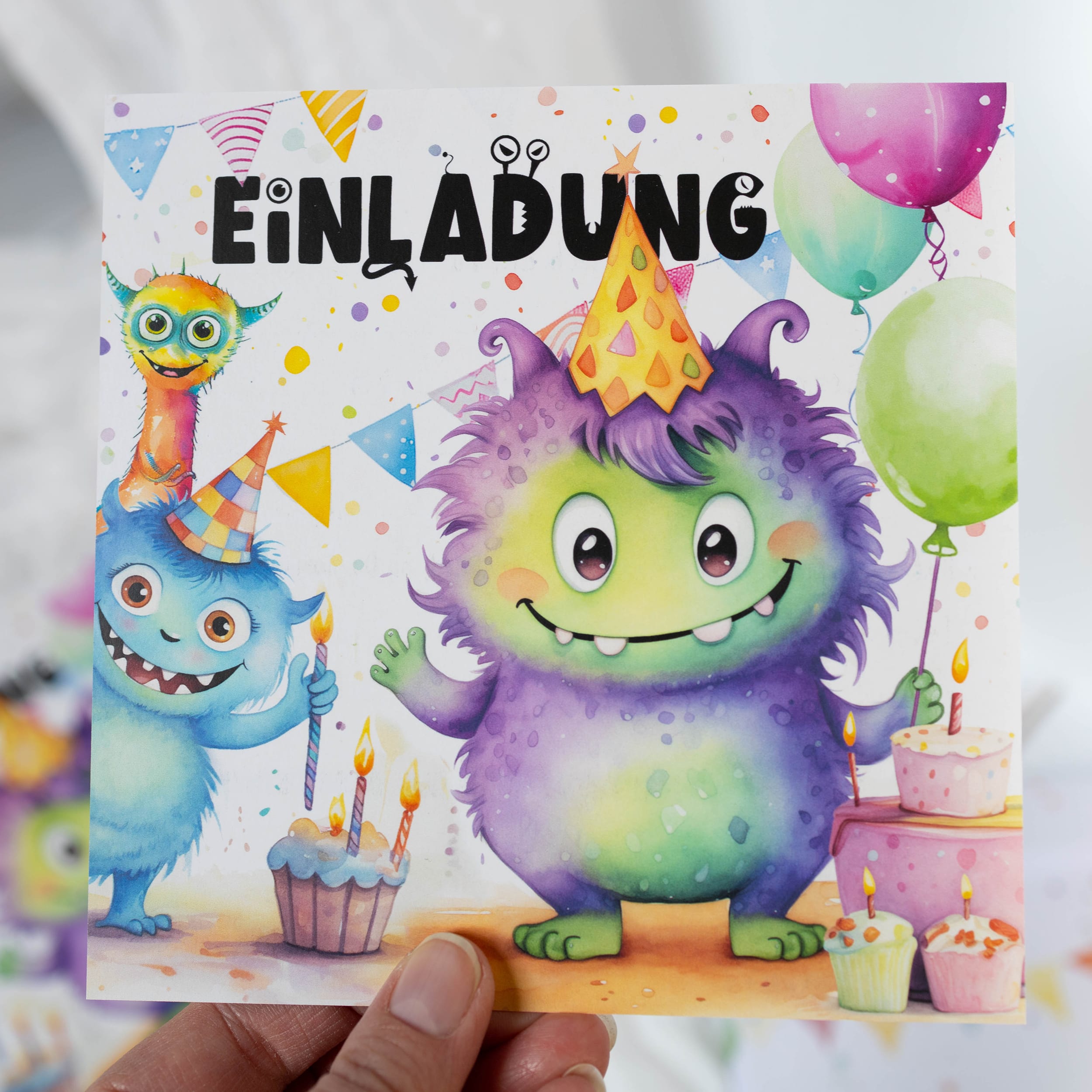 XXL Monster Einladungskarten für Kindergeburtstag