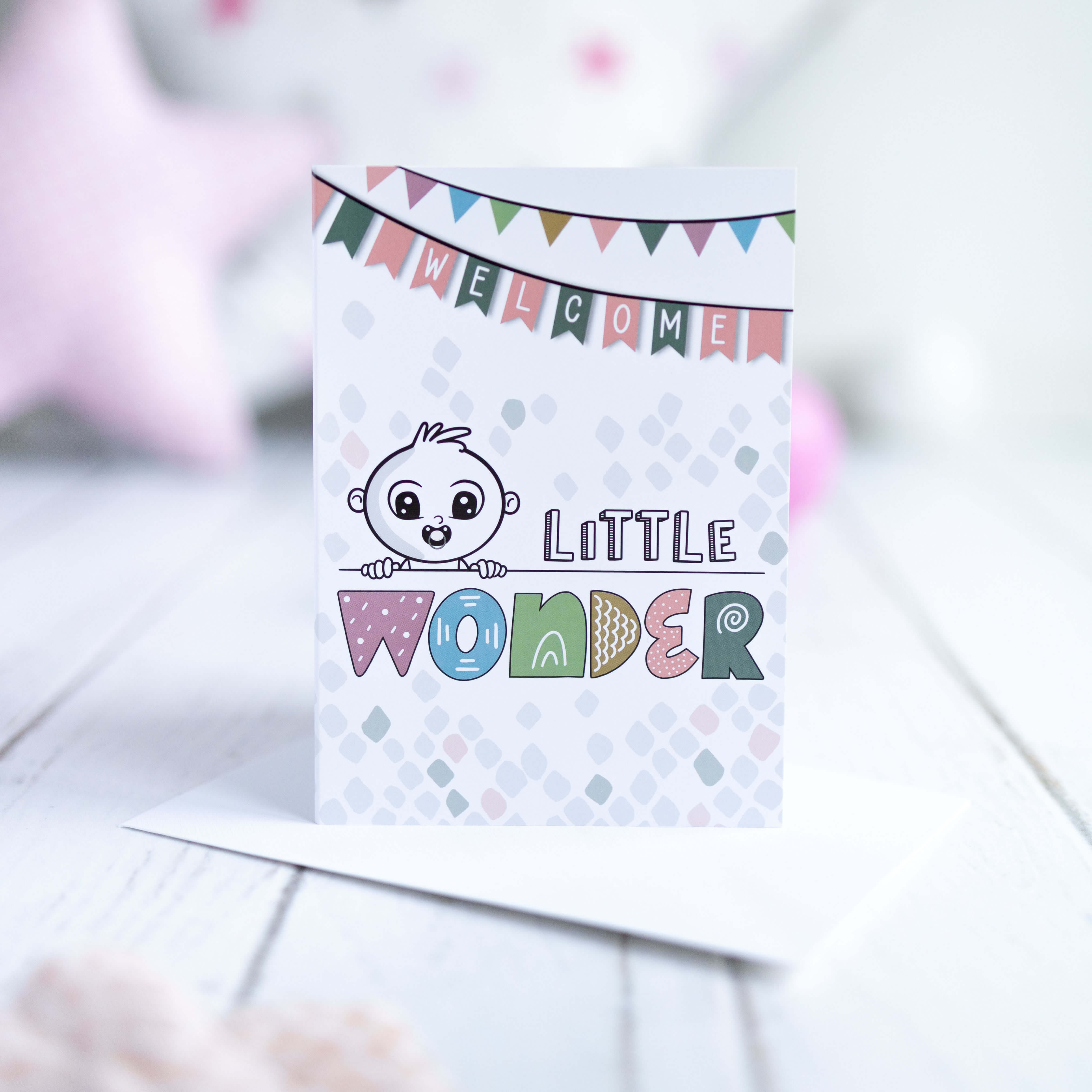 Glanzeffekt Glückwunschkarte zur Geburt