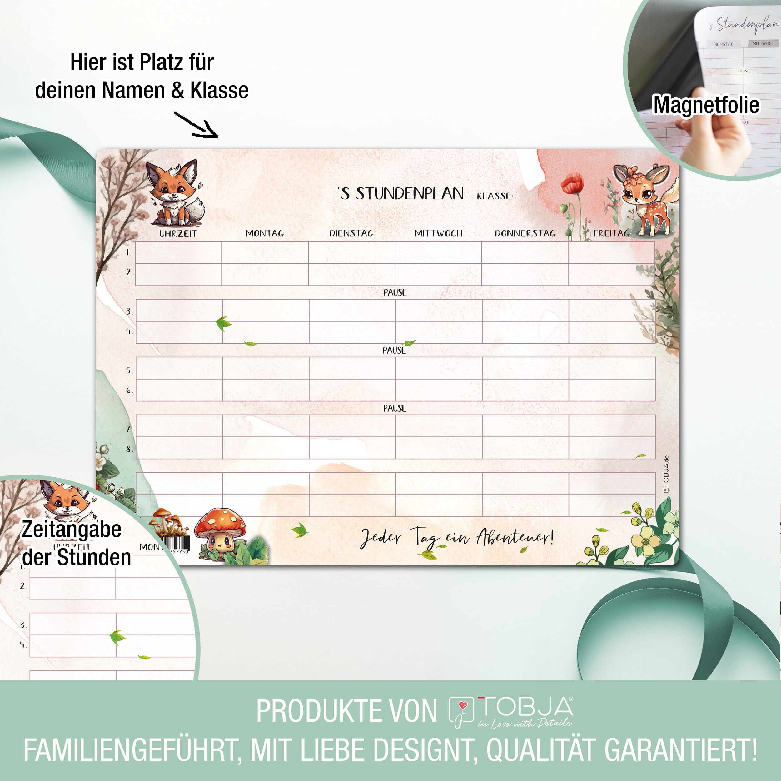 Stundenplan Waldtiere magnetisch