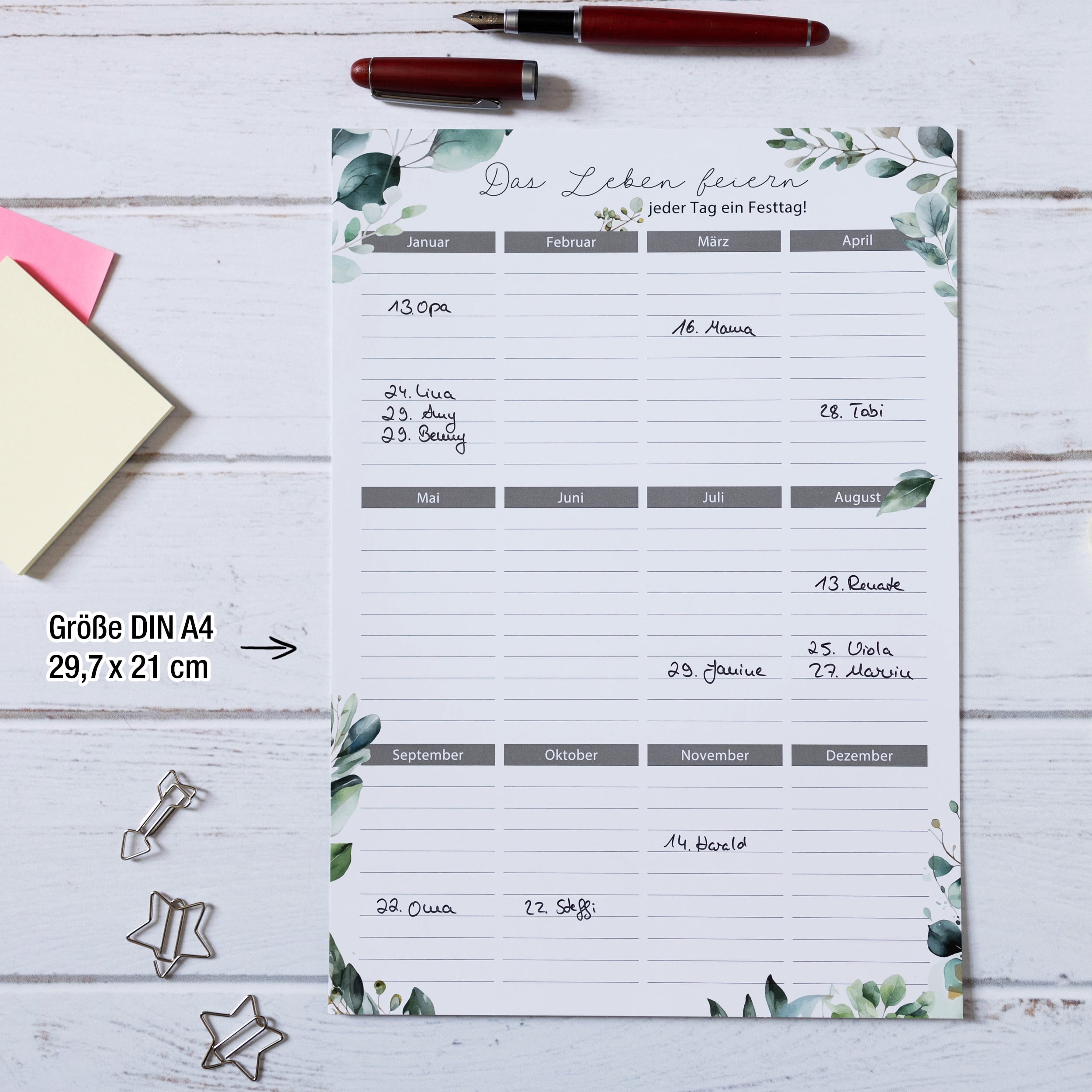 Geburtstagskalender A4 2er Set "Eukalyptus"