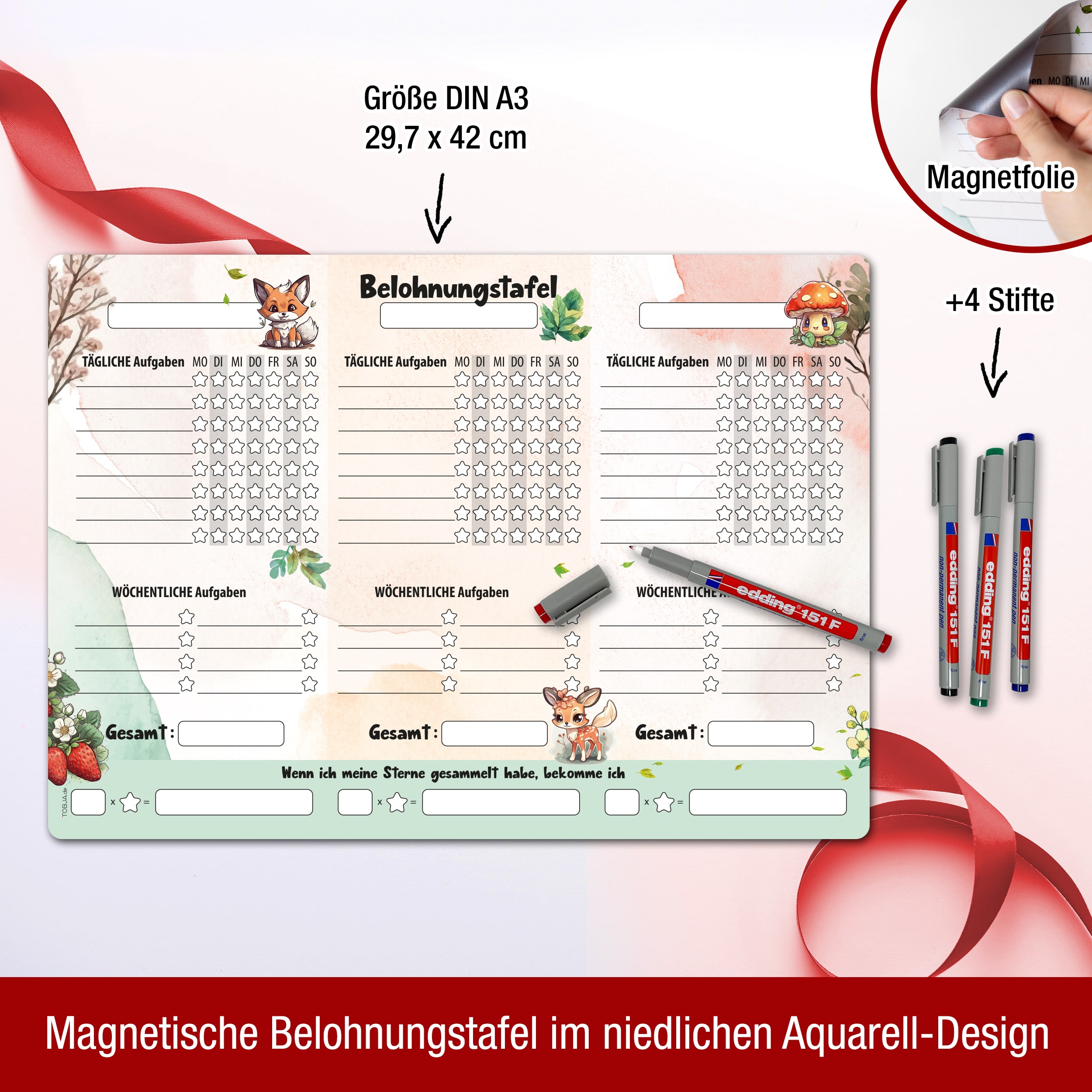 Belohnungstafel Waldtiere magentisch Belohnungstafel Waldtiere magentisch