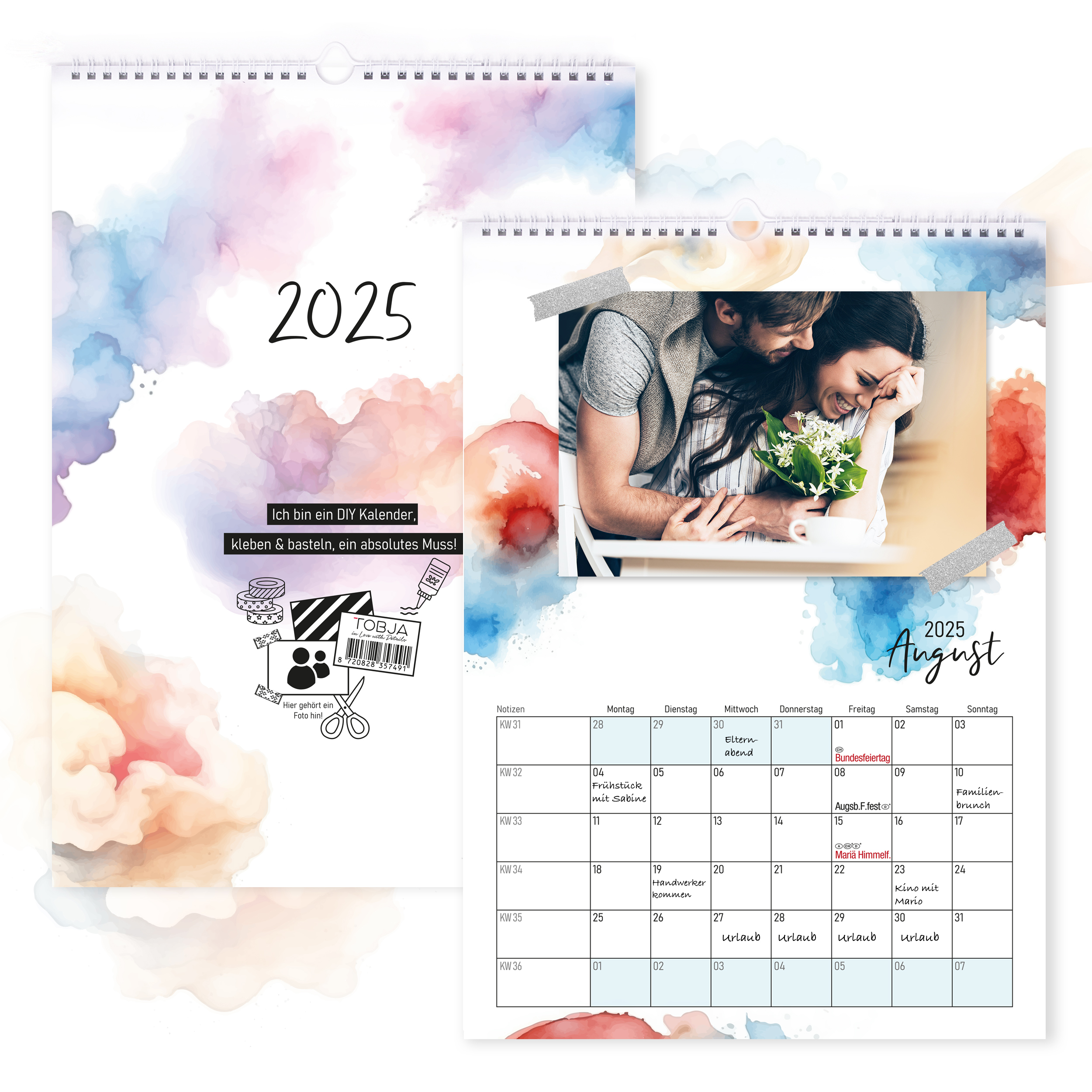 A4 Bastelkalender 2025 "Aquarell" 