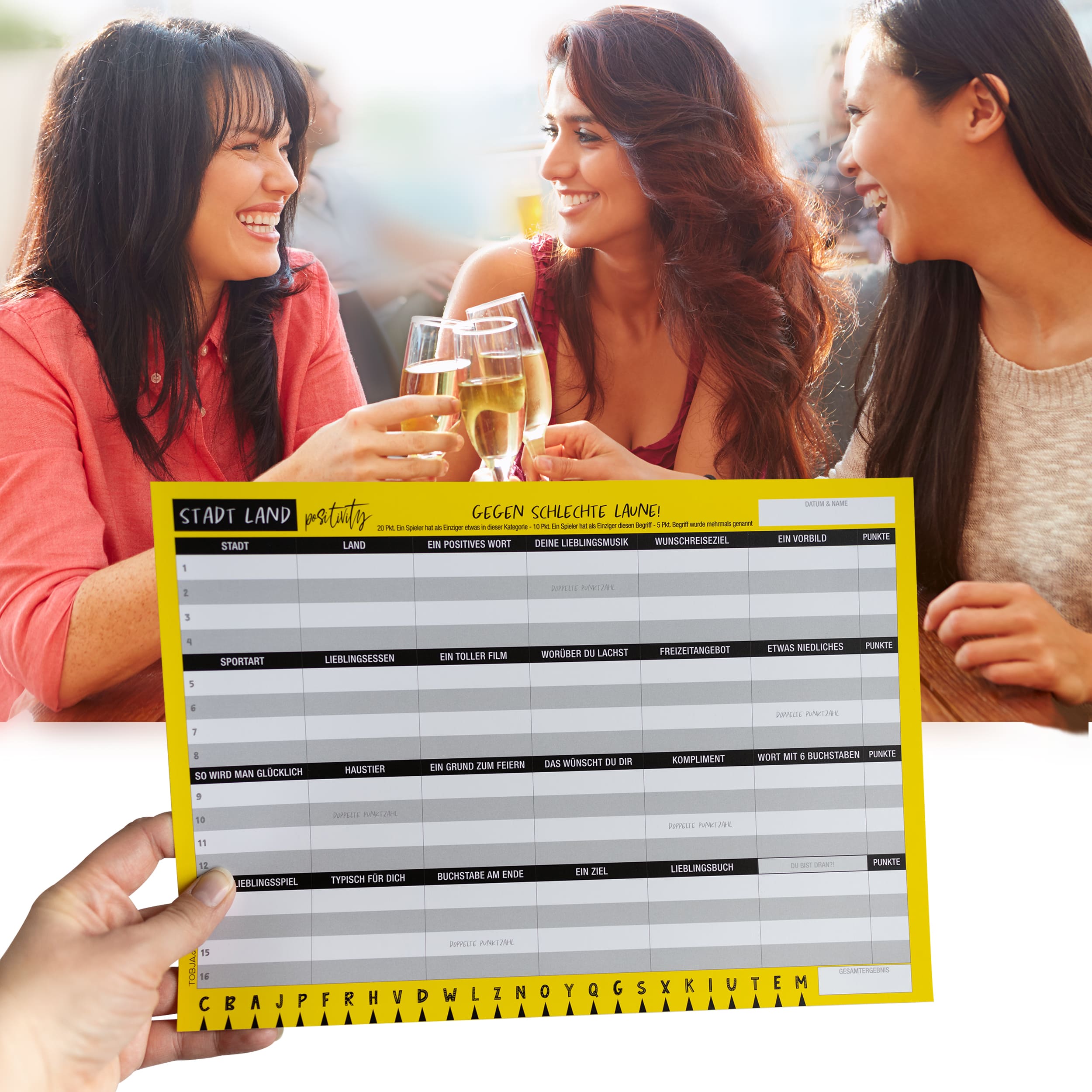 Stadt Land Positivity - wiederverwendbar 4 Spieler