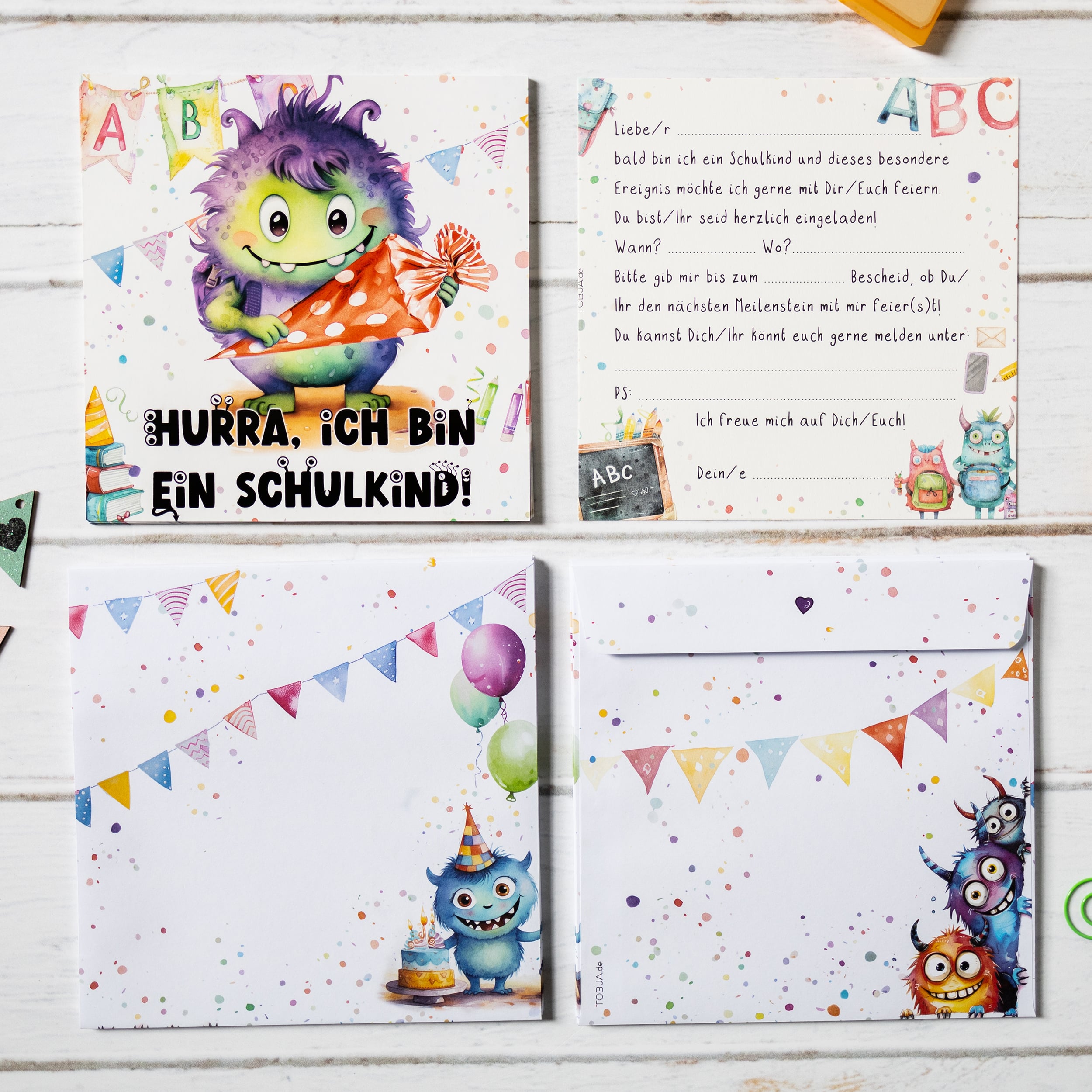 Einladungskarten Einschulung "Monster" Einladungskarten Einschulung "Monster"