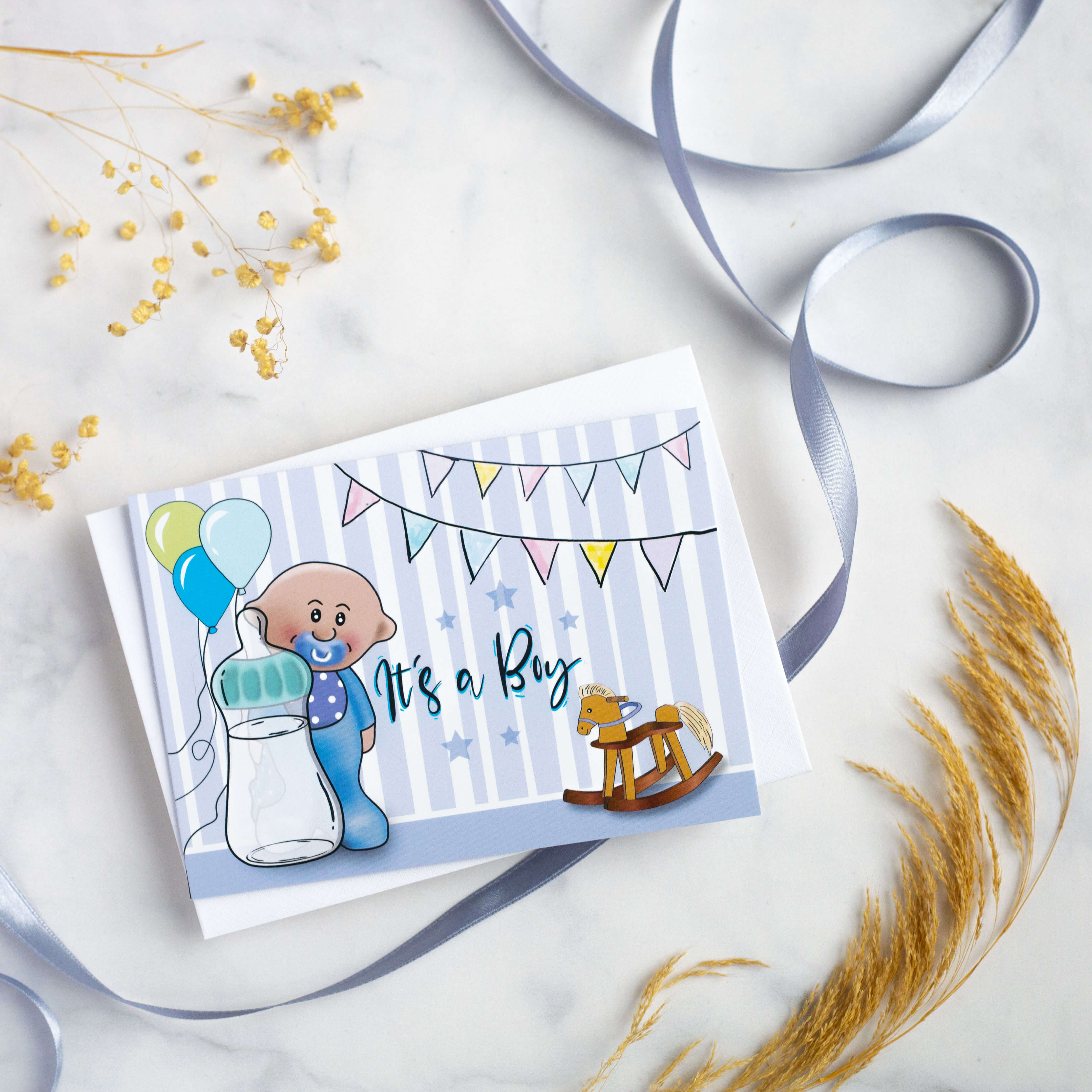 Geschenkset Geburt Junge - Plüsch Sparschwein, Karte, Mulltuch und hochwertige Tasche