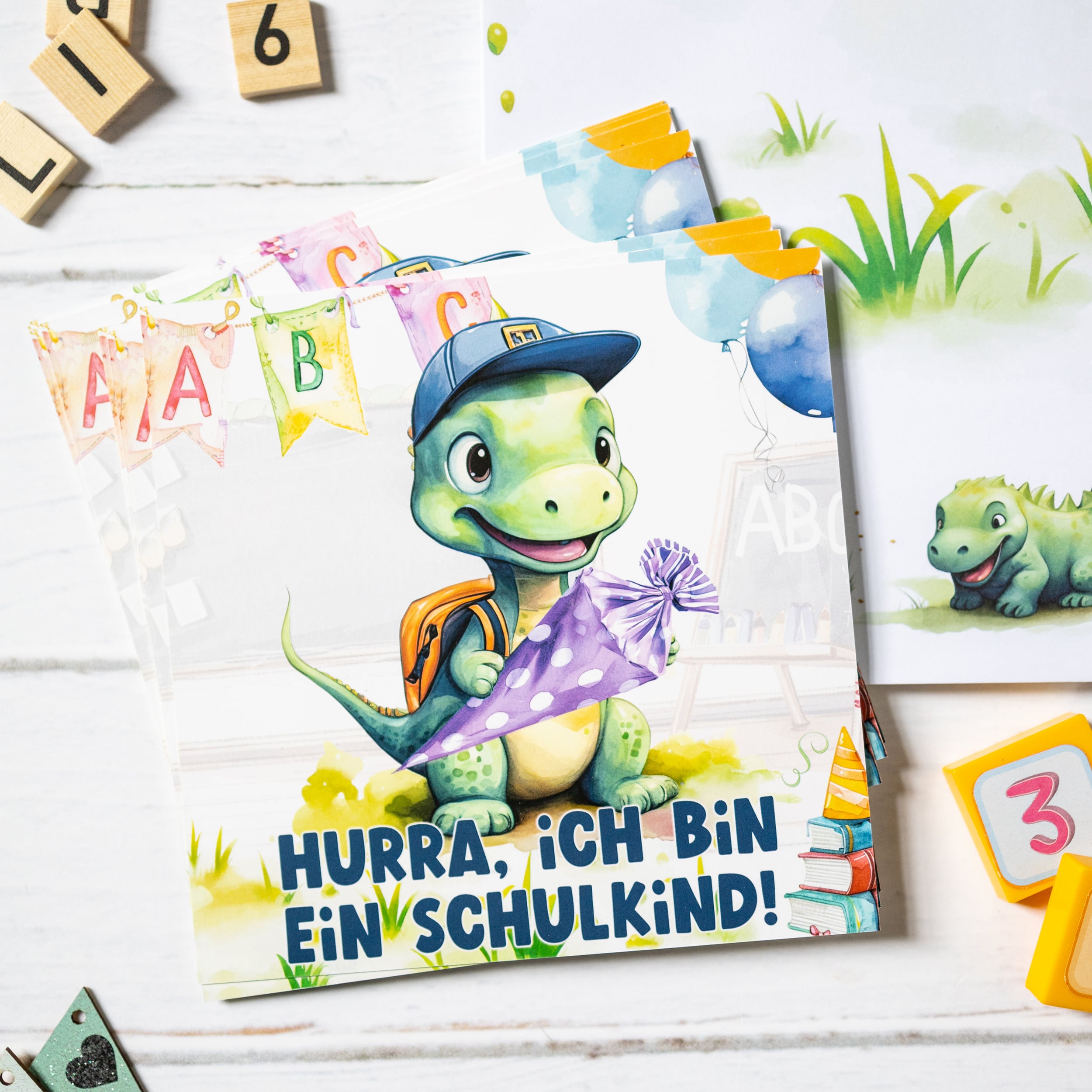 Einladungskarten Einschulung "Dino" 