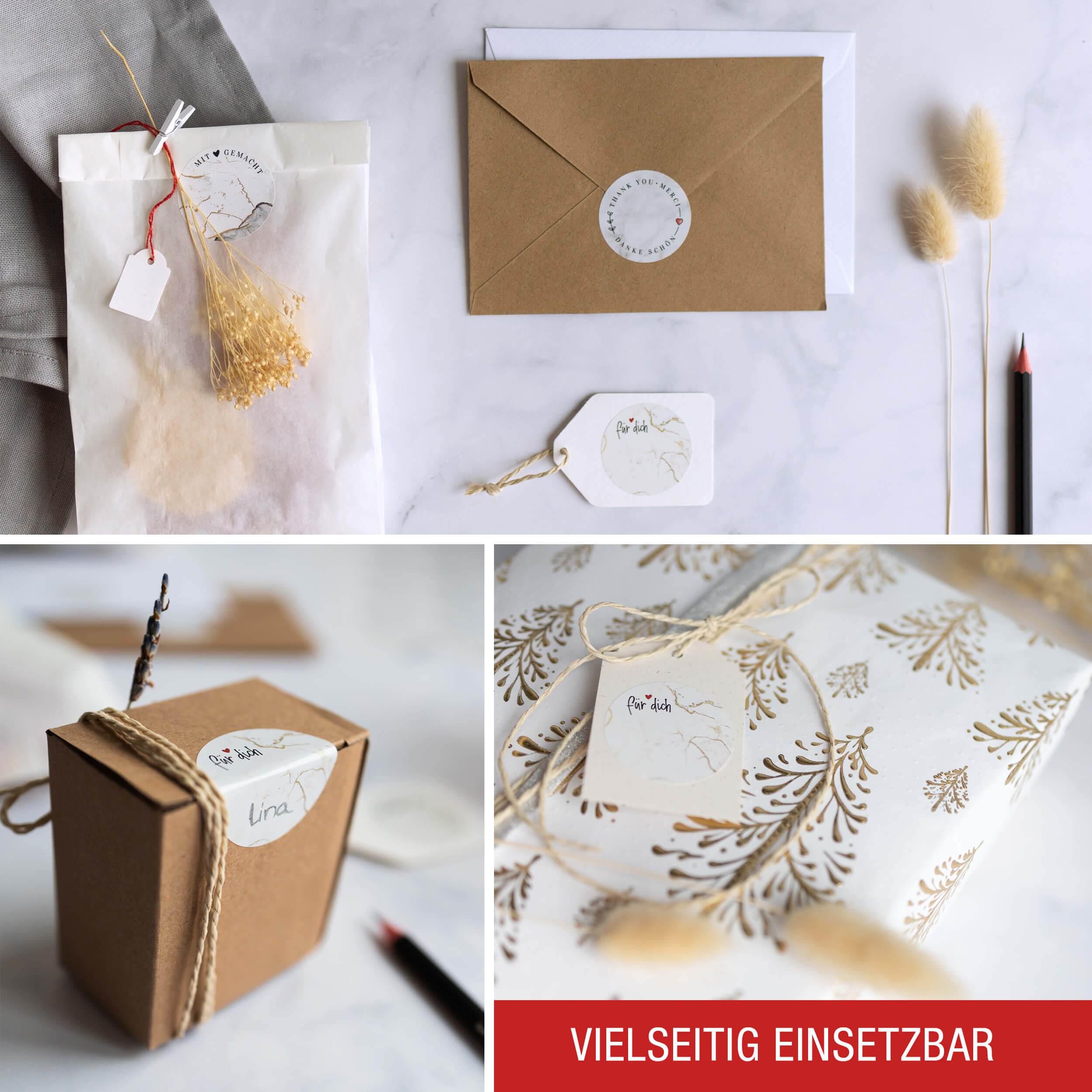 Sticker 4er-Set Bögen "Marmor Design"