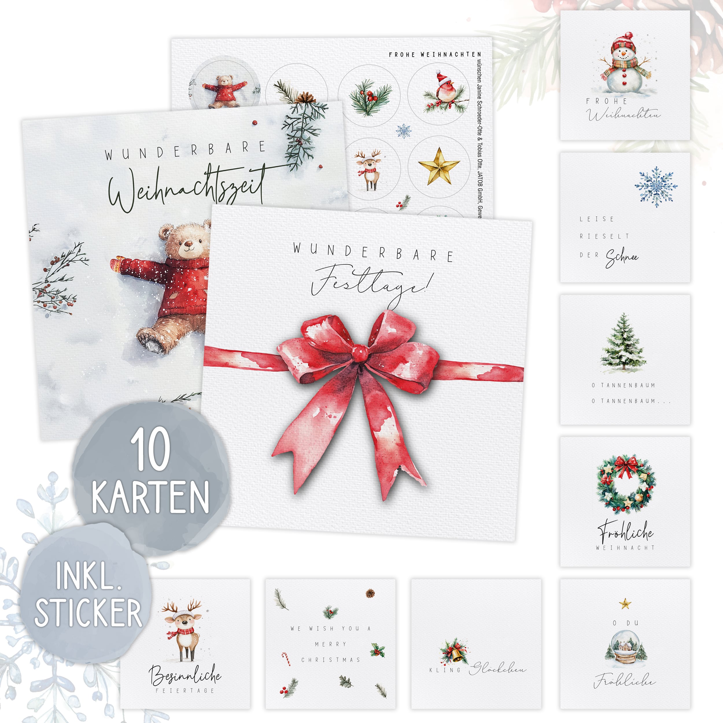 XXL Weihnachtskarten Set inkl. Stickern – 10er Set XXL Weihnachtskarten Set inkl. Stickern – 10er Set