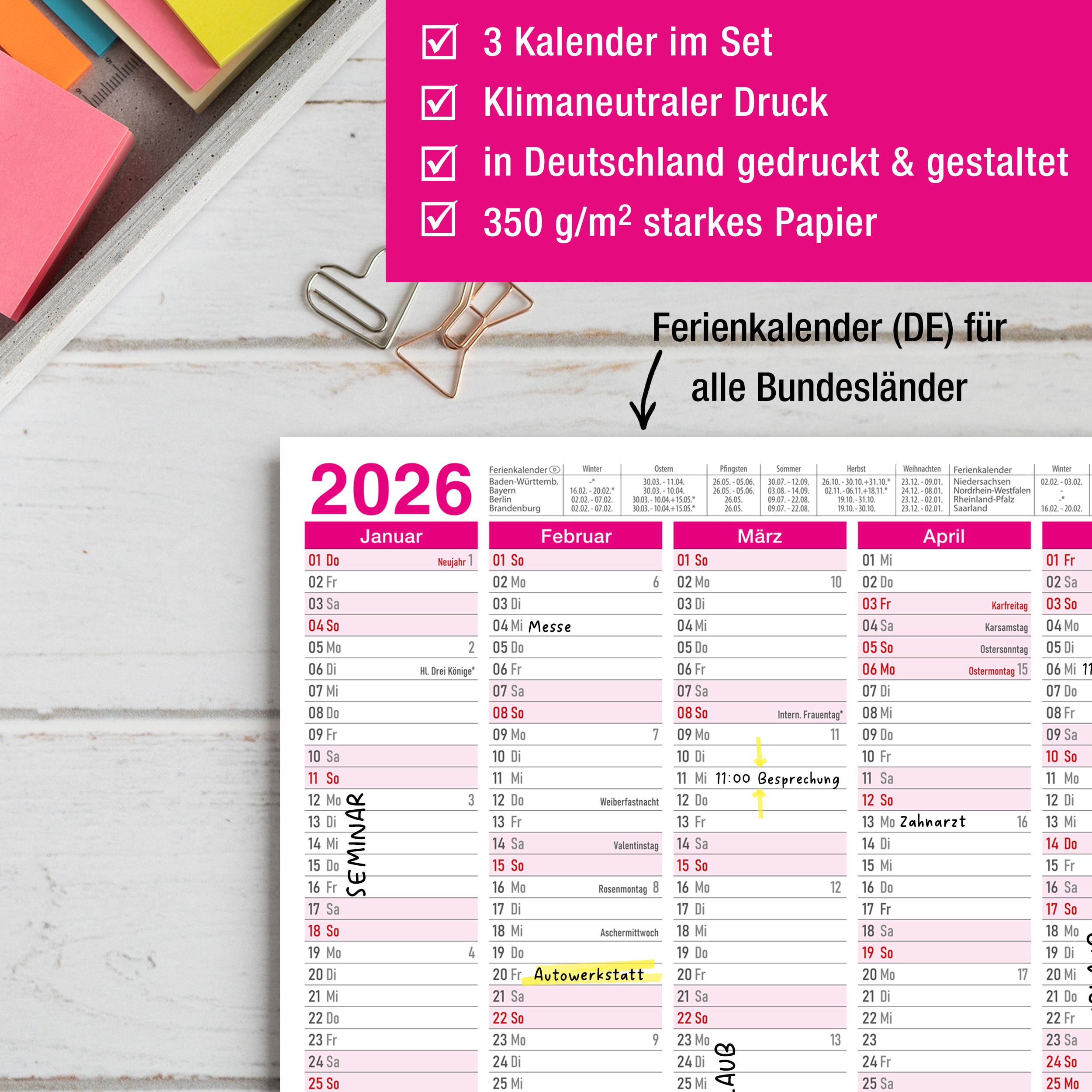 Tafelkalender 2026 "pink" Tafelkalender 2026 "pink"