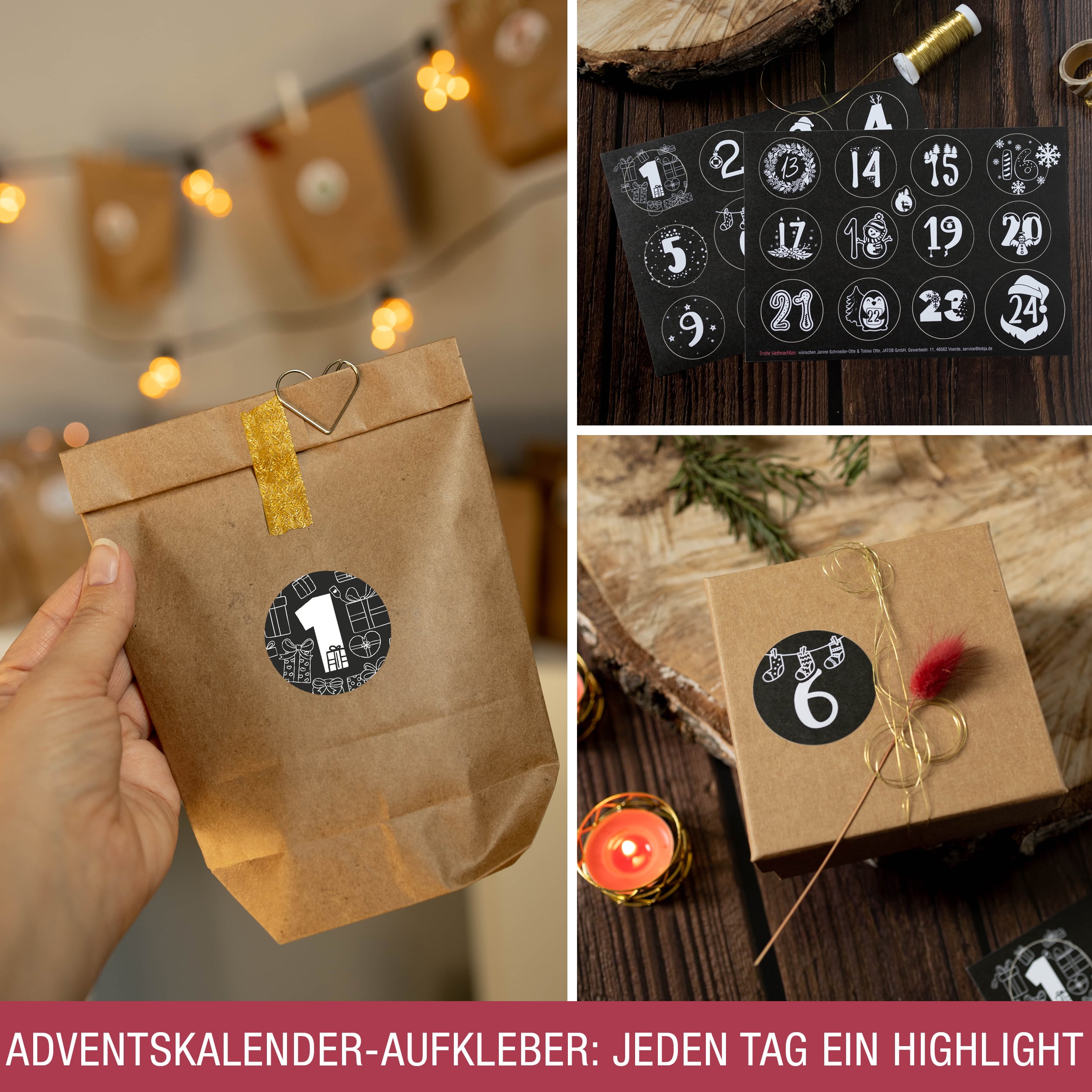 Adventsaufkleber Zahlen 1-24 schwarz-weiß Adventsaufkleber Zahlen 1-24 schwarz-weiß