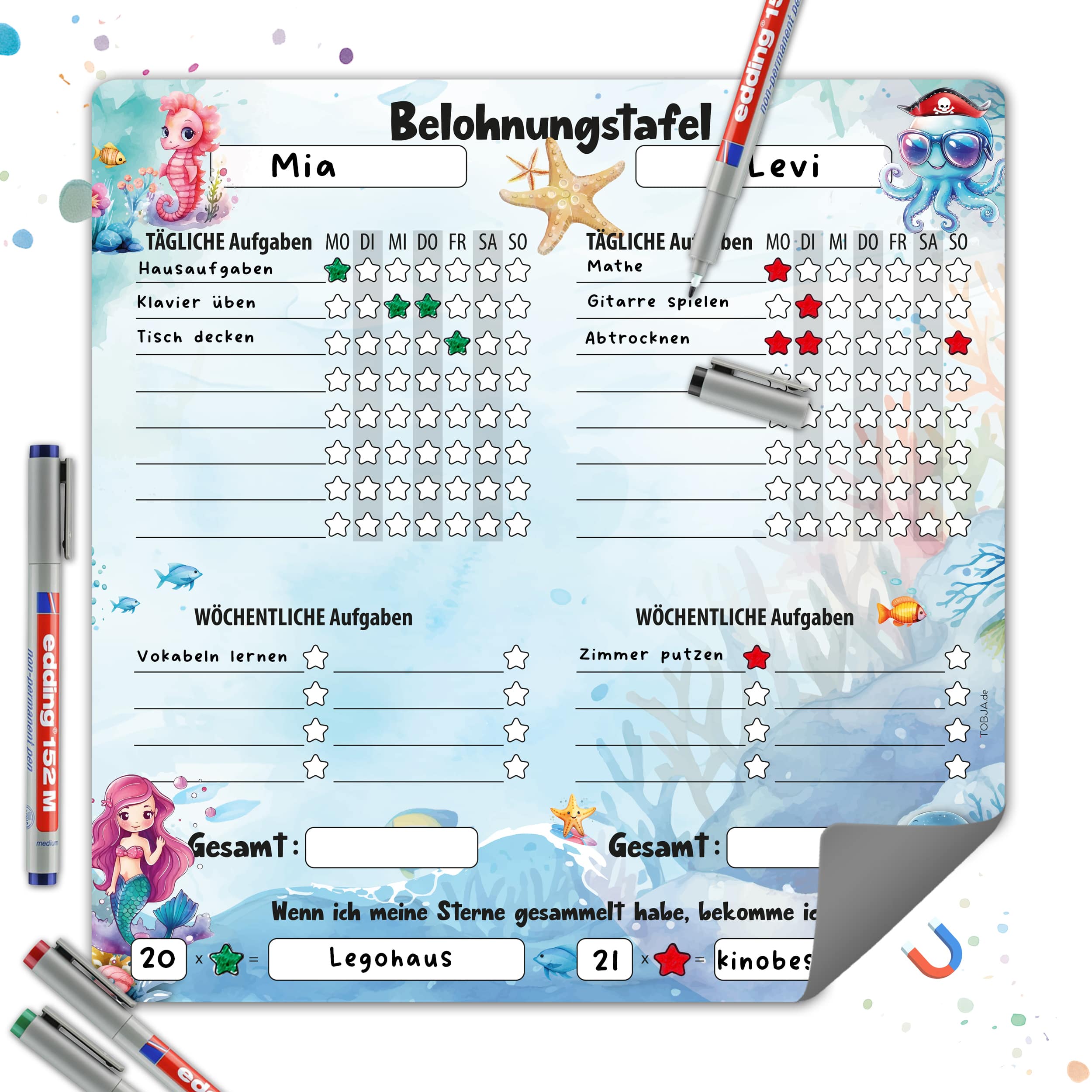 Belohnungstafel für zwei, Meerjungfrau magnetisch 