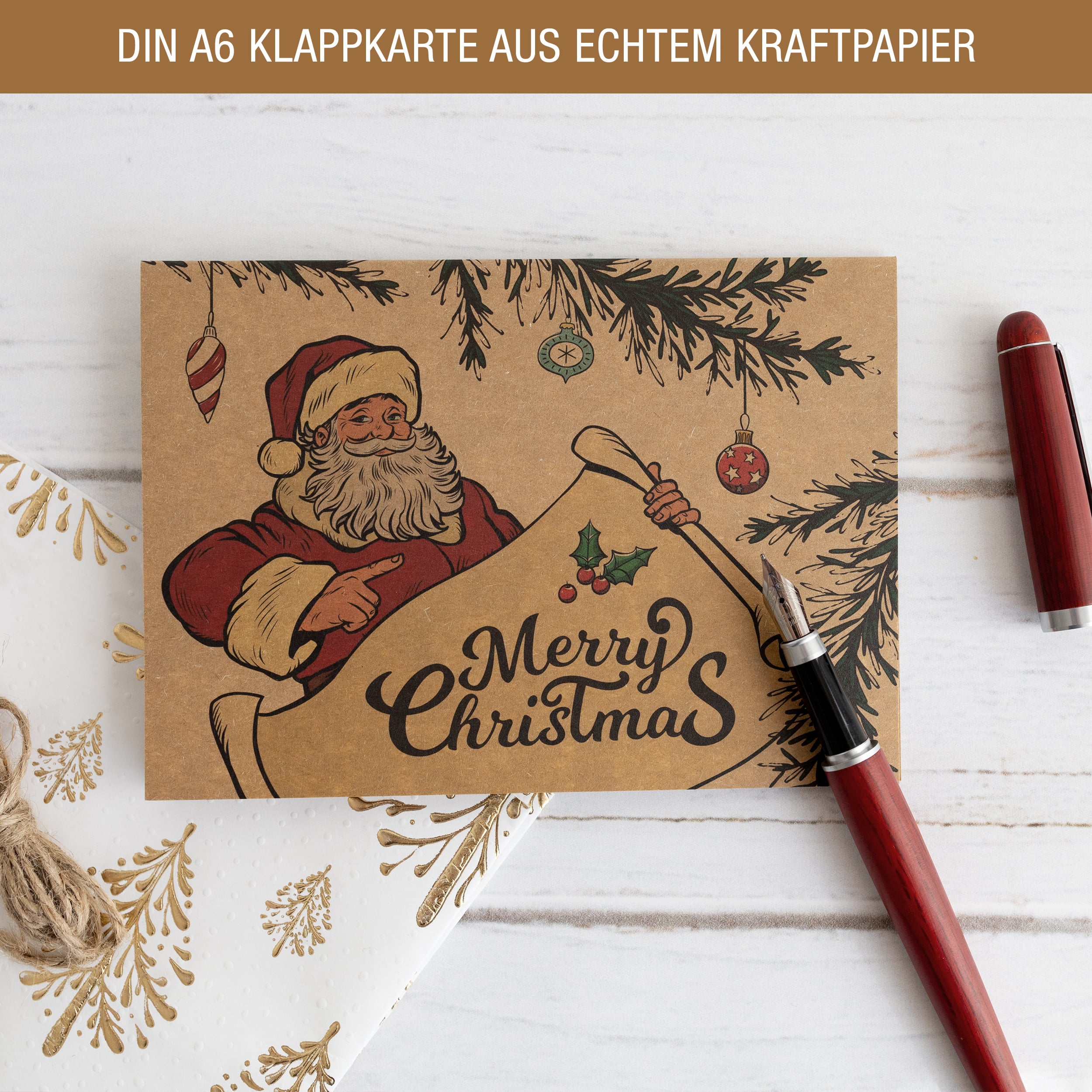 Weihnachtskarten Weihnachtsmann "Kraftpapier" Weihnachtskarten Weihnachtsmann "Kraftpapier"