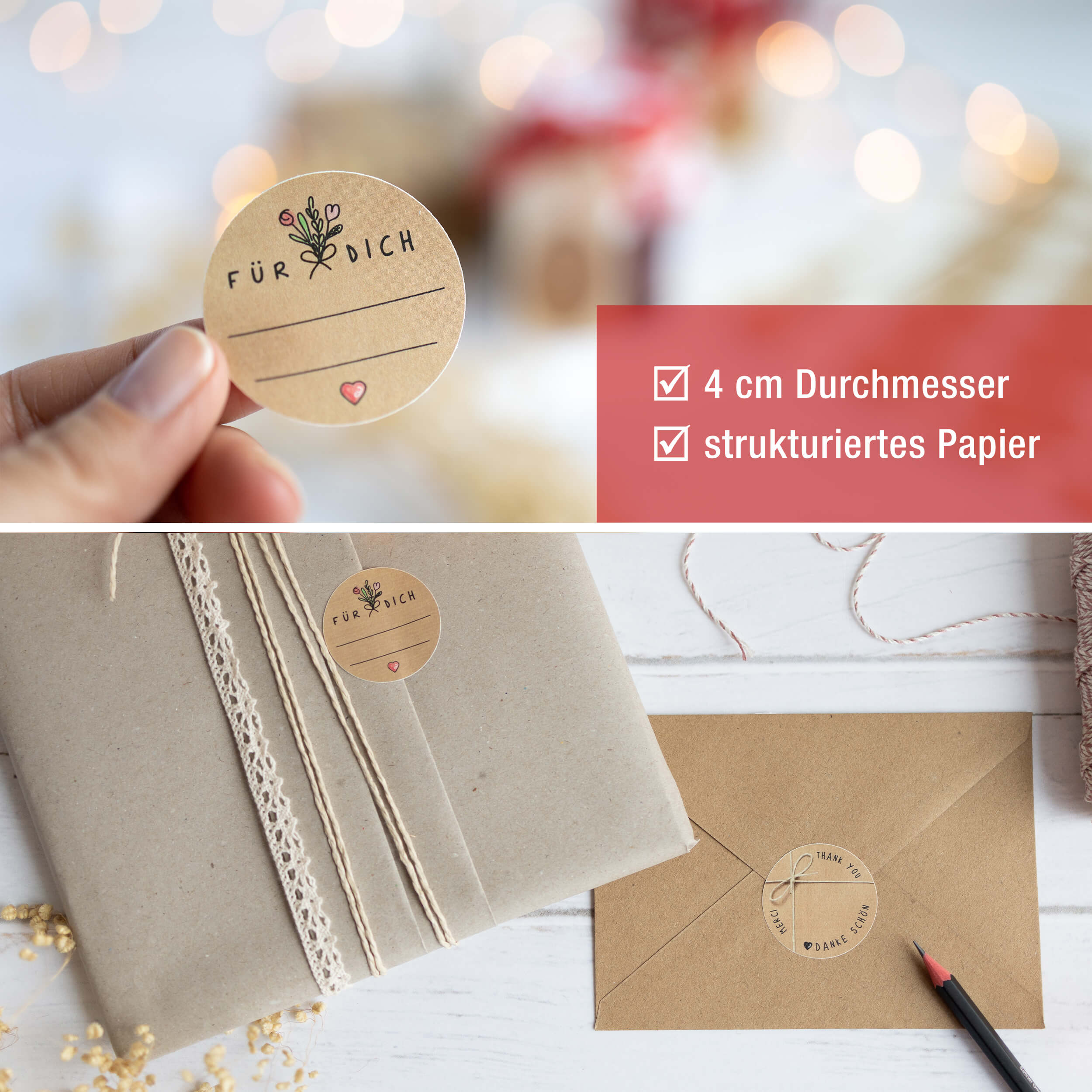 Sticker 4er-Set Bögen "Kraftpapier Design"