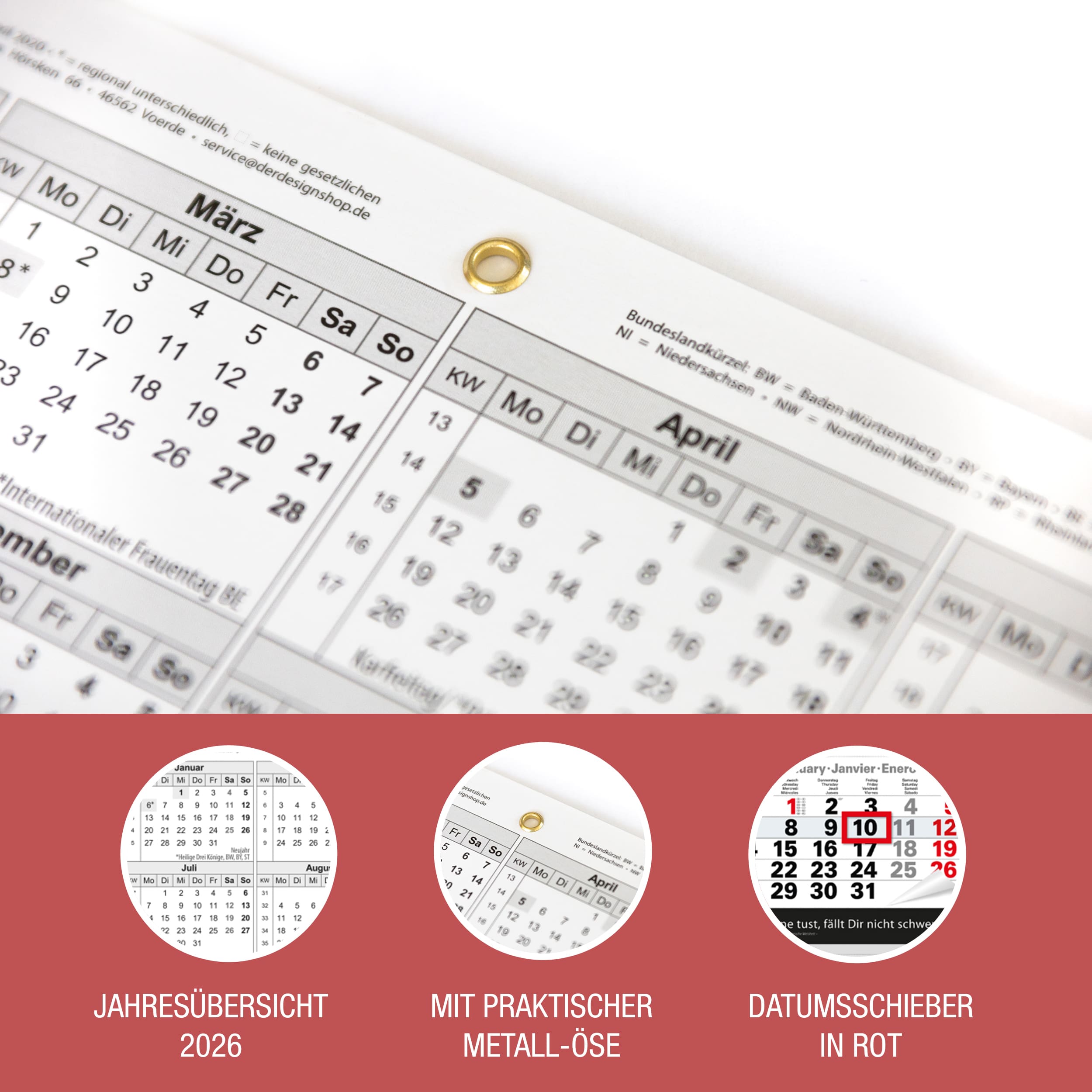 4 Monatskalender 2026 Wandkalender