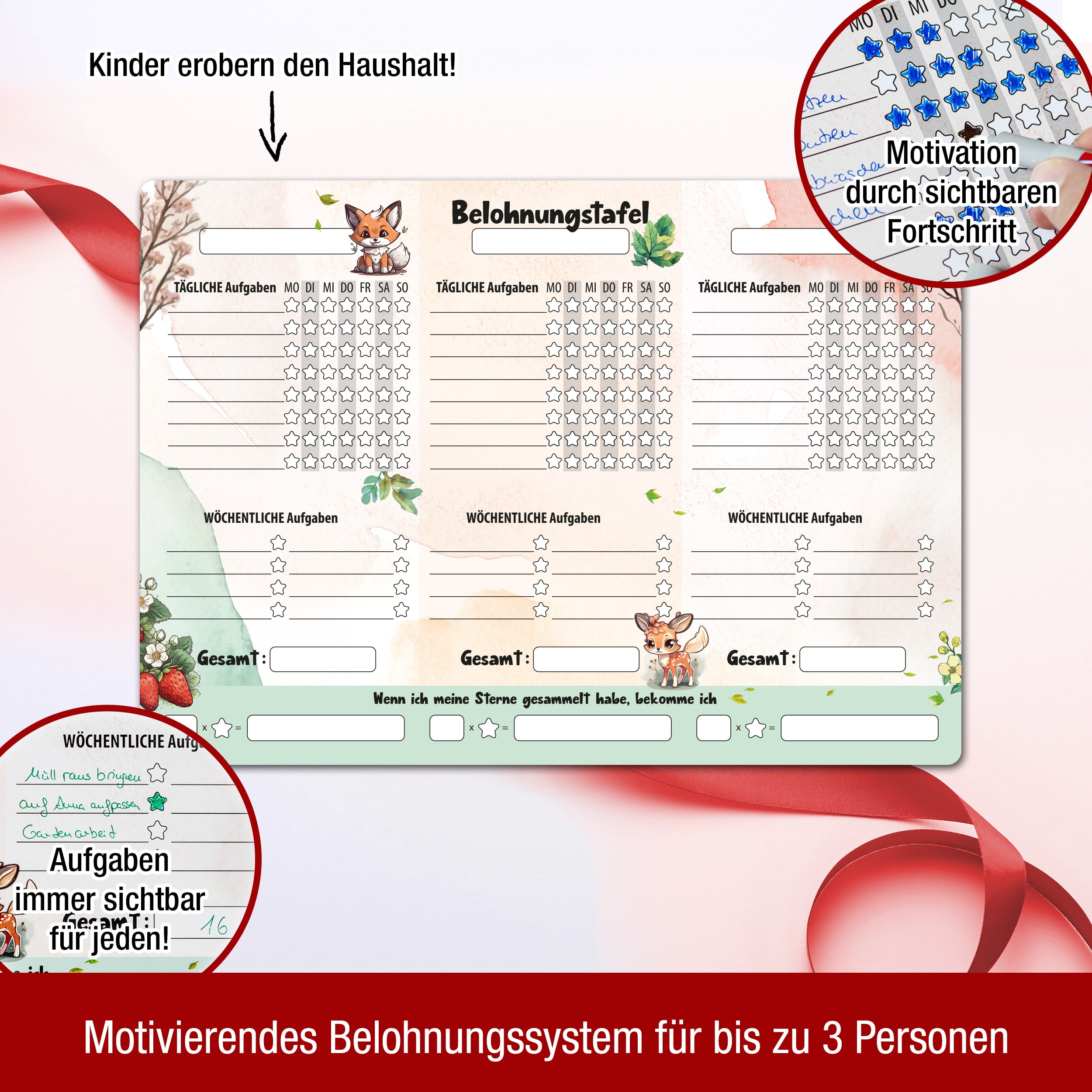 Belohnungstafel Waldtiere magentisch Belohnungstafel Waldtiere magentisch