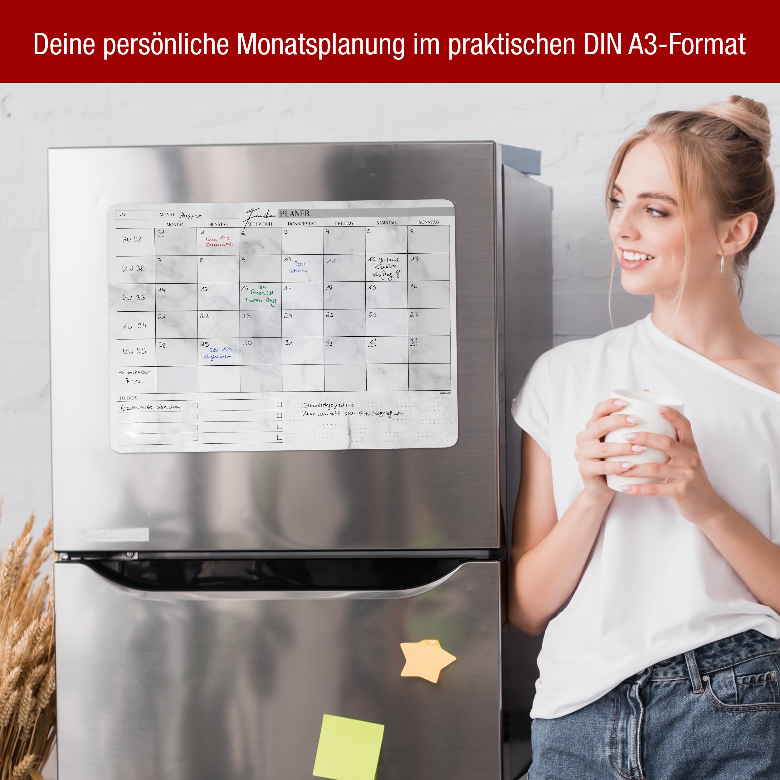 Familienplaner magnetisch +4 Stifte bunt