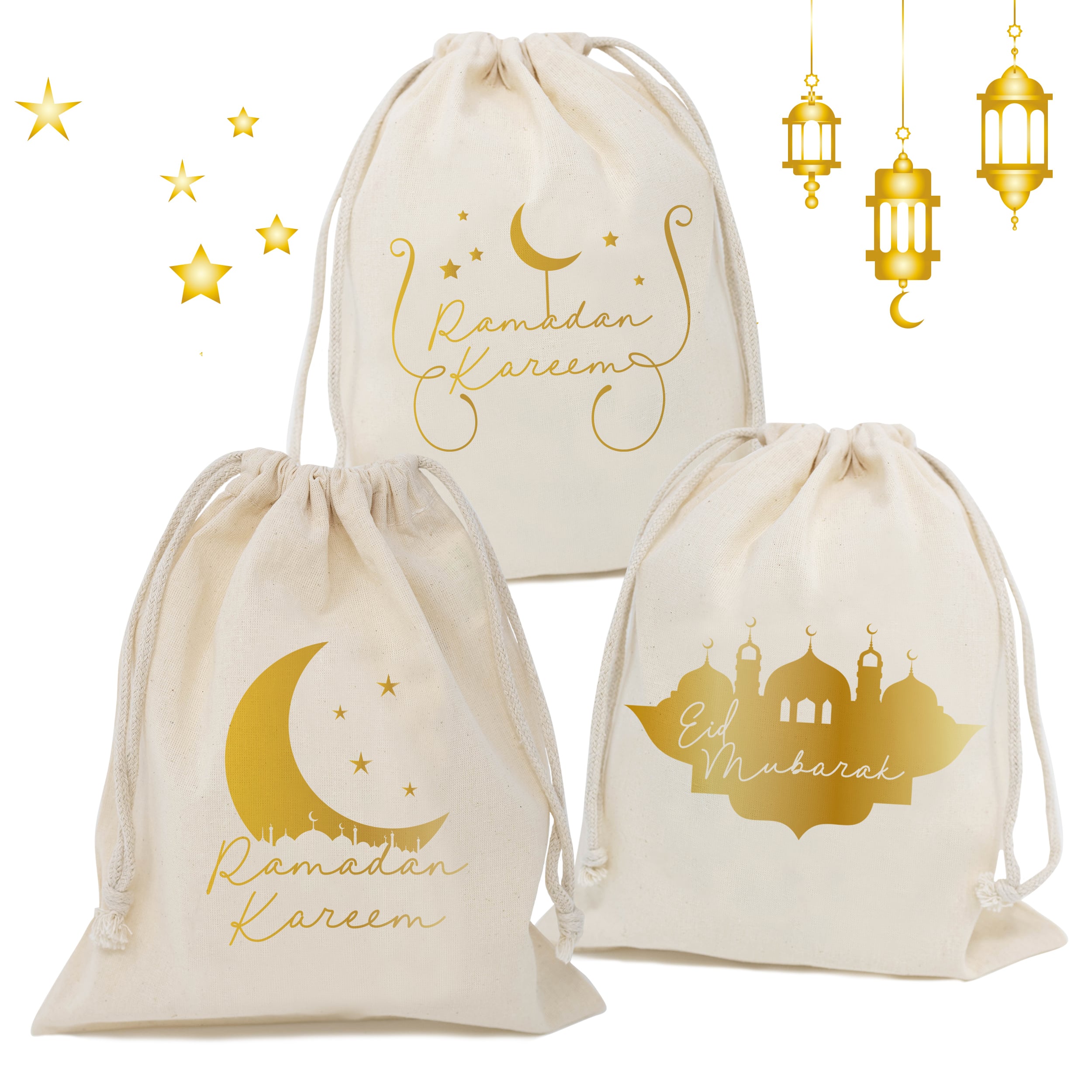 Ramadan Gold Zuziehbeutel 3x
