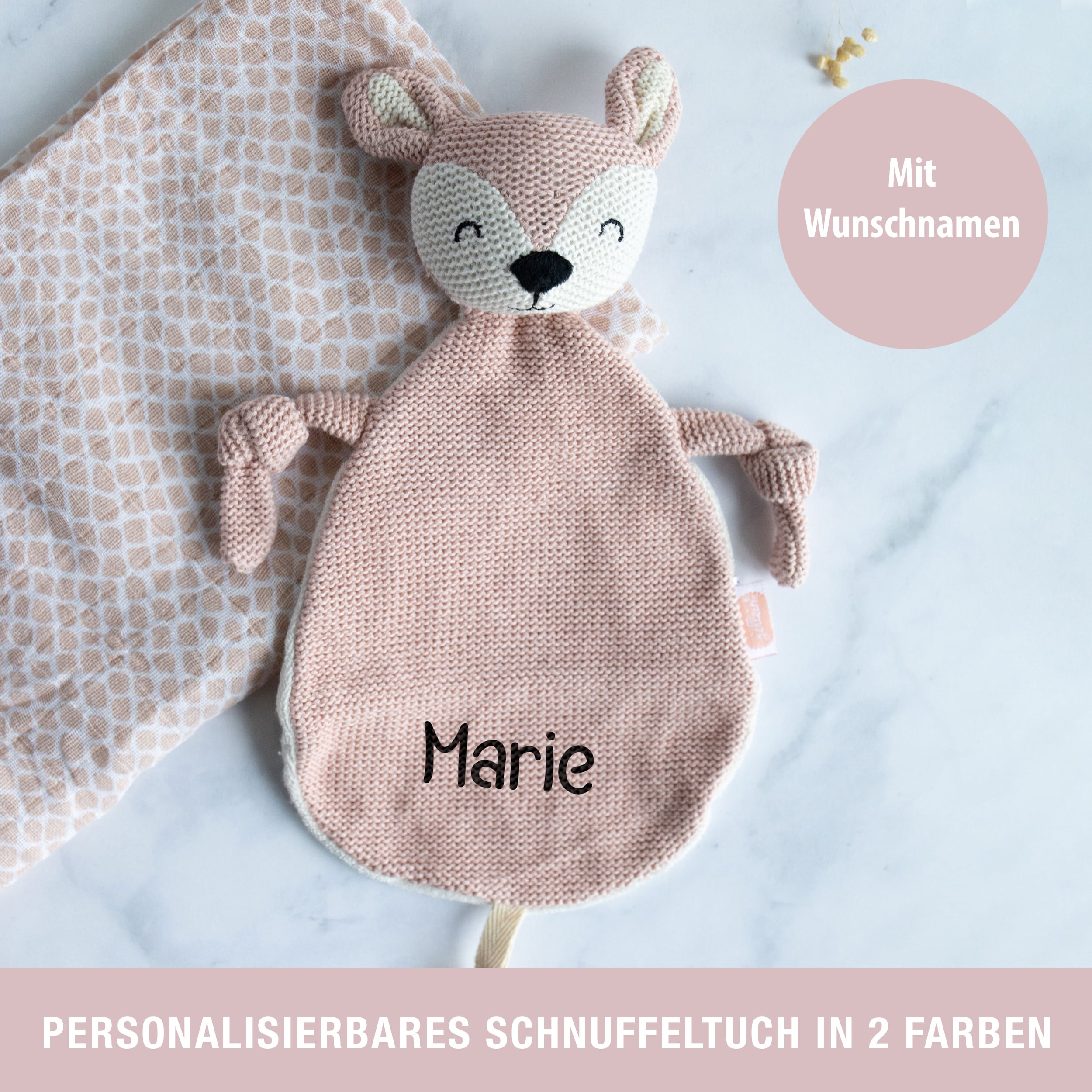 Schnuffeltuch personalisiert Rosa
