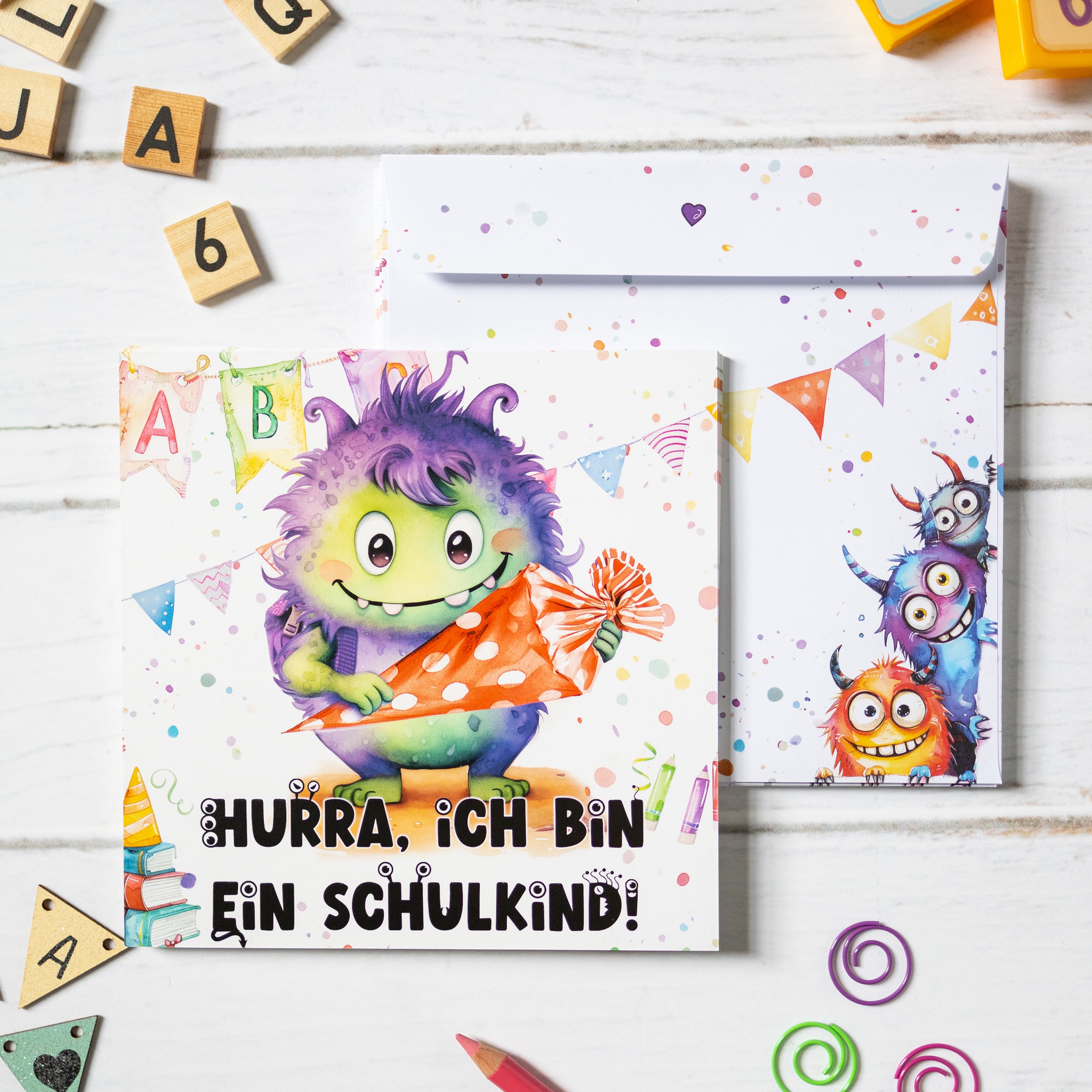 Einladungskarten Einschulung "Monster" Einladungskarten Einschulung "Monster"